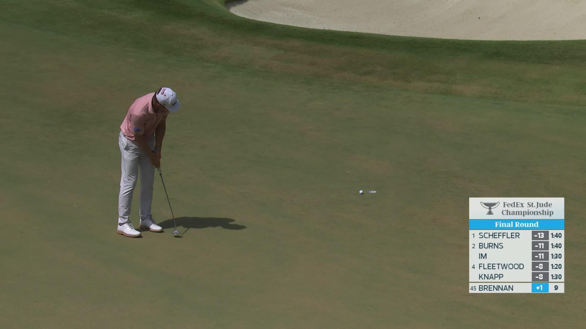 Michael Brennan sinks 10-foot birdie putt on No. 10 at FedEx St. Jude