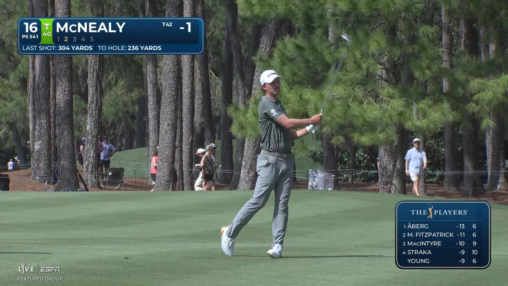 Maverick McNealy hits 223-yard approach to 46 feet, sets up birdie