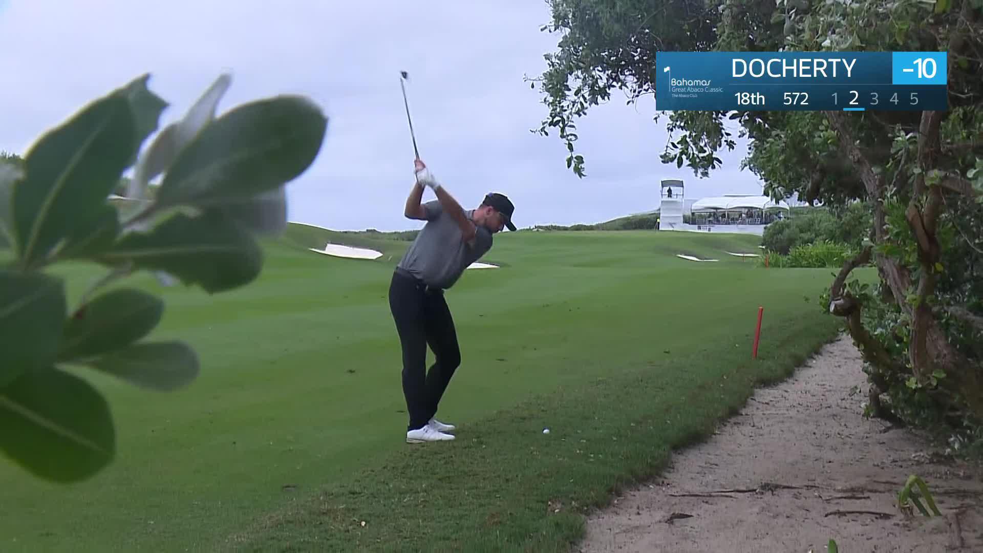 Alistair Docherty makes birdie on No. 18 at Great Abaco Classic