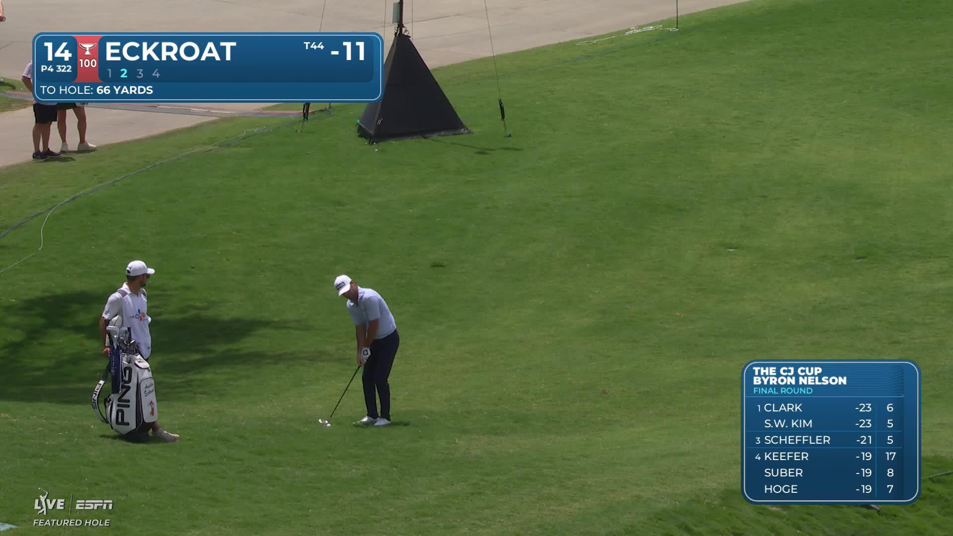 Austin Eckroat sinks 10-foot birdie putt on No. 14 at THE CJ CUP