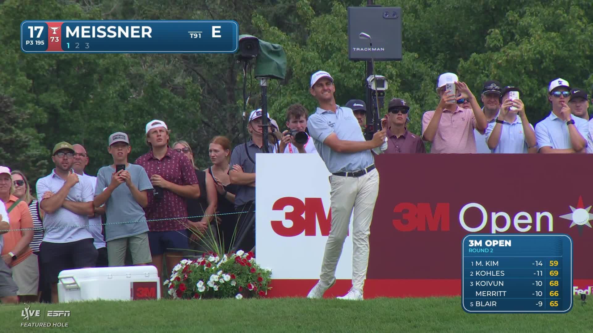 Mac Meissner hits tee shot to 6 feet, sets up birdie on No. 17 at 3M Open