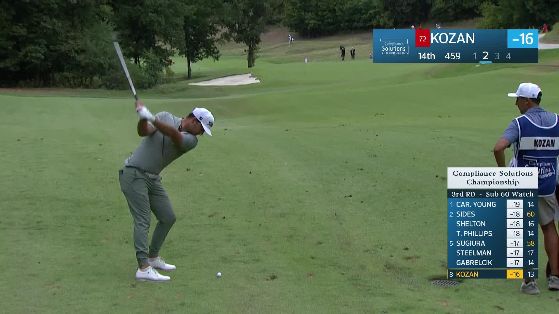 Andrew Kozan makes birdie on No. 14 at Compliance Solutions