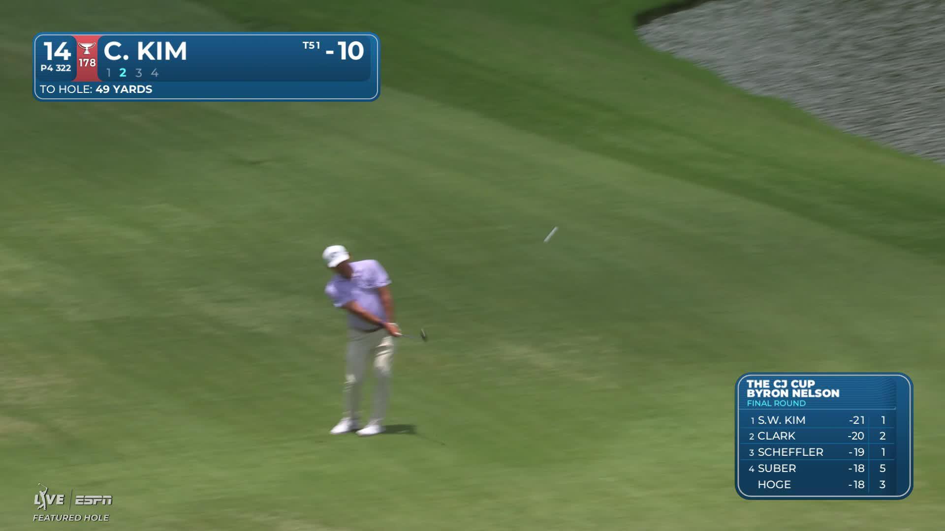 Chan Kim gets up-and-down from 49 yards for birdie on No. 14 at THE CJ CUP