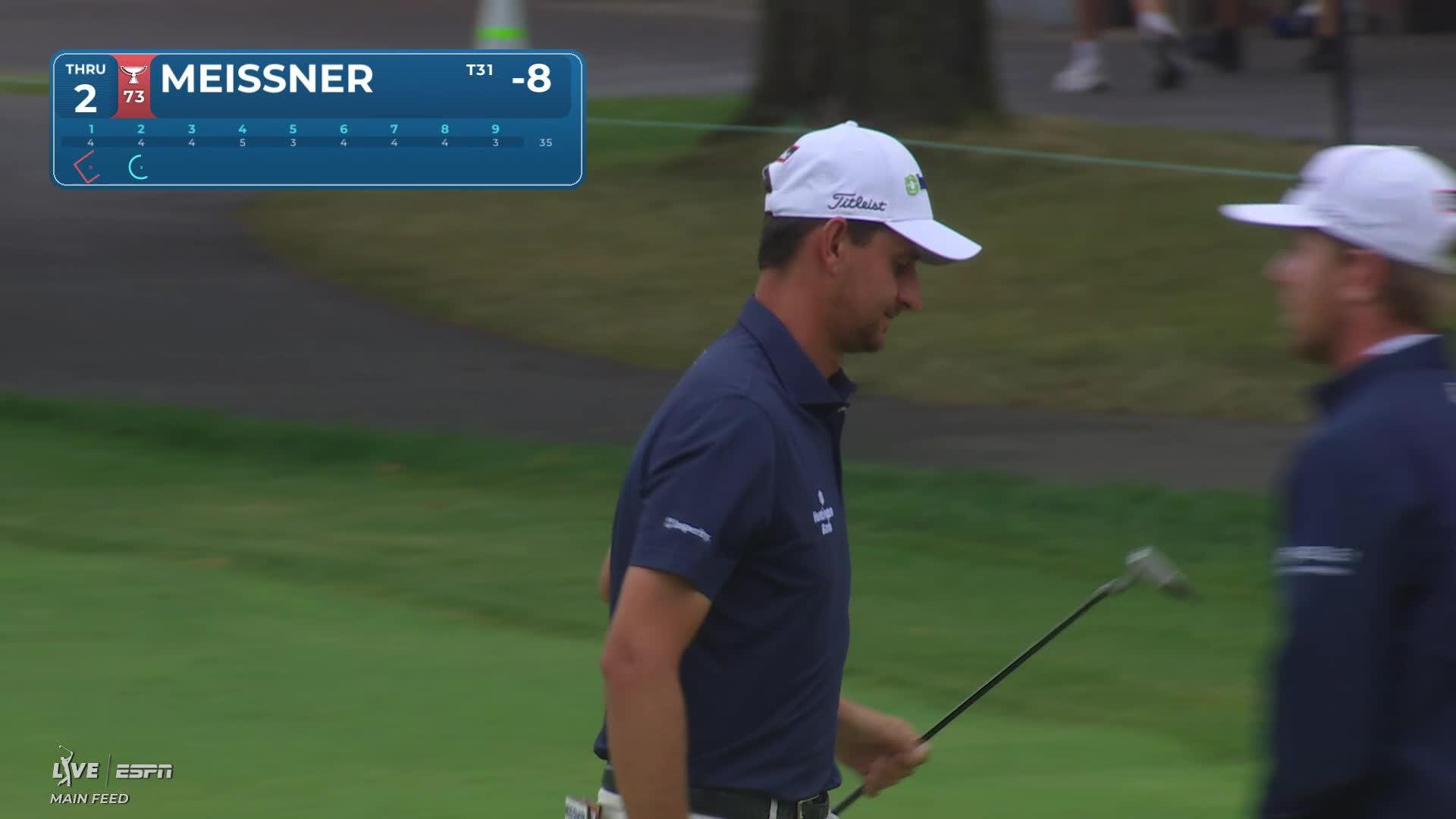 Mac Meissner holes 29-foot shot from the fairway for birdie on No. 2 at Rocket Classic