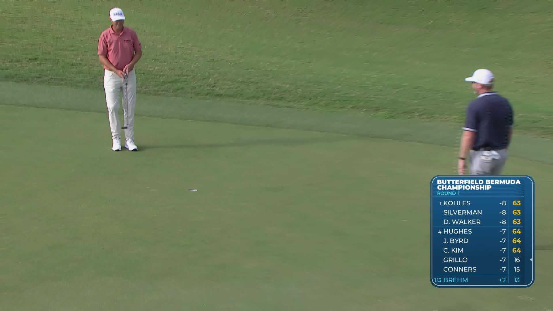 Ryan Brehm holes 23-foot shot for birdie on No. 14 at Butterfield Bermuda