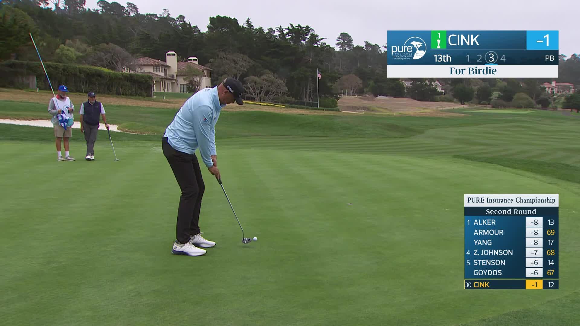 Stewart Cink makes birdie putt on No. 13 at PURE Insurance Championship