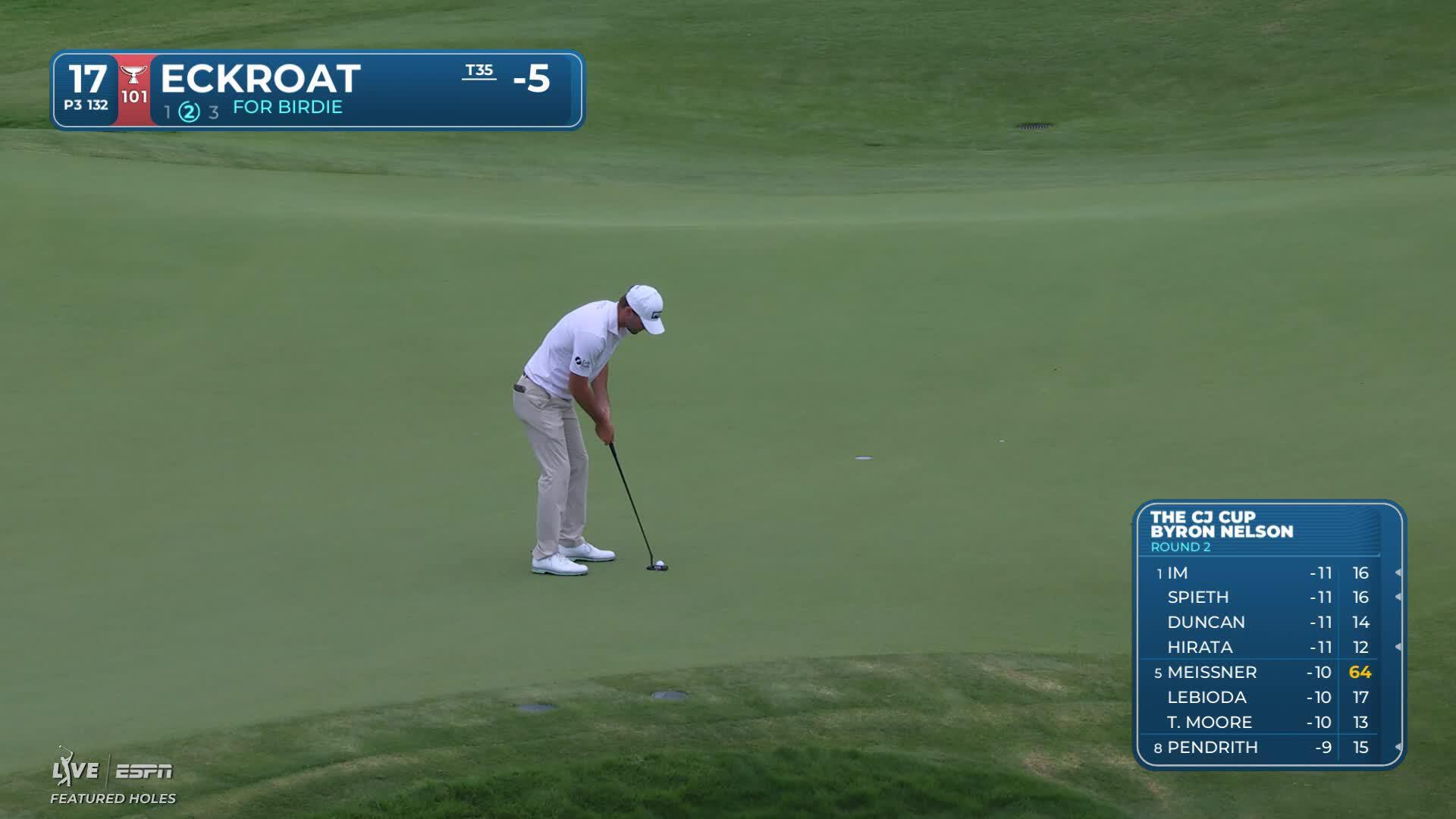 Austin Eckroat drains 12-foot birdie putt on No. 17 at THE CJ CUP