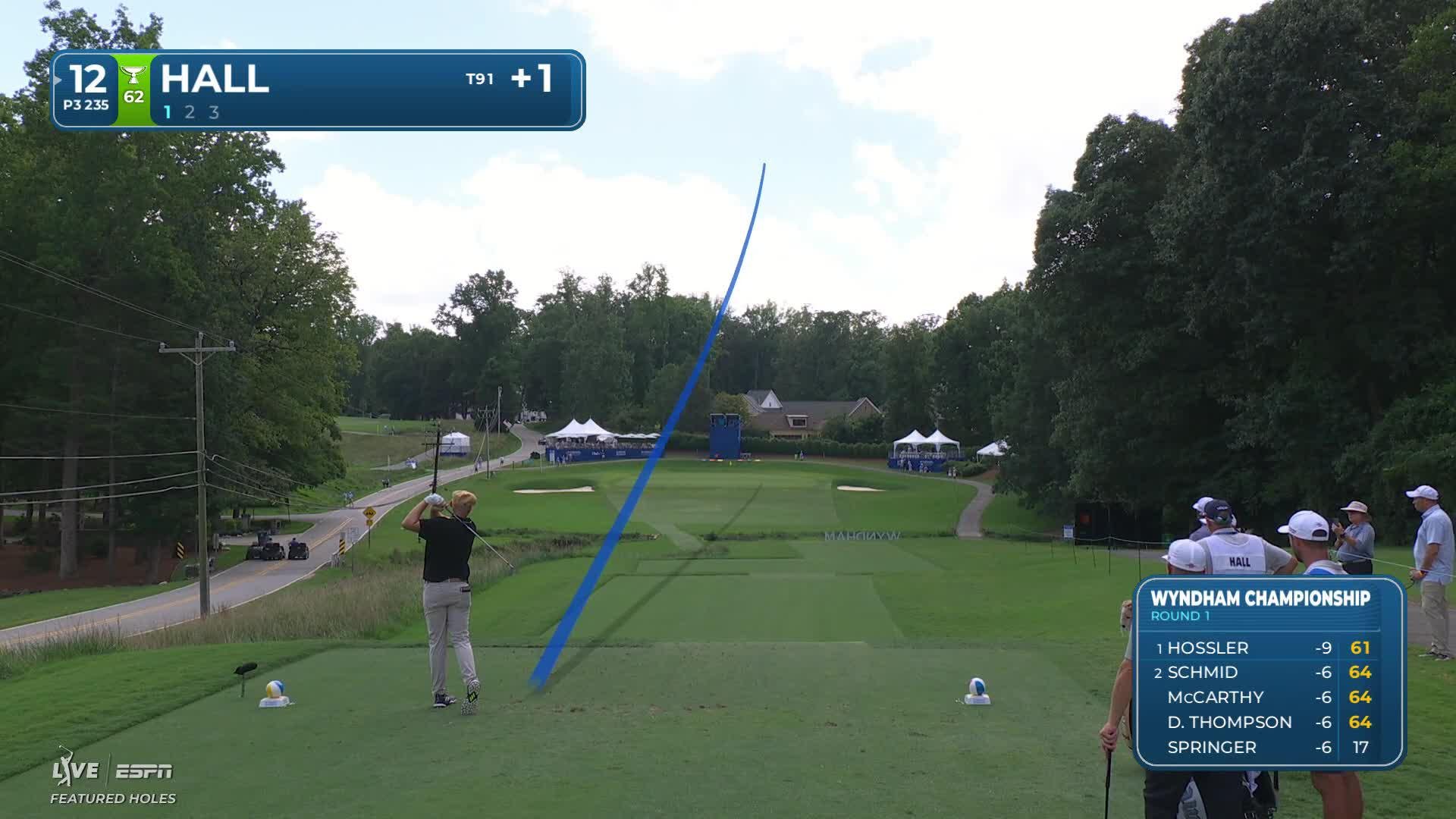 Harry Hall hits tee shot to 5 feet, sets up birdie on No. 12 at Wyndham