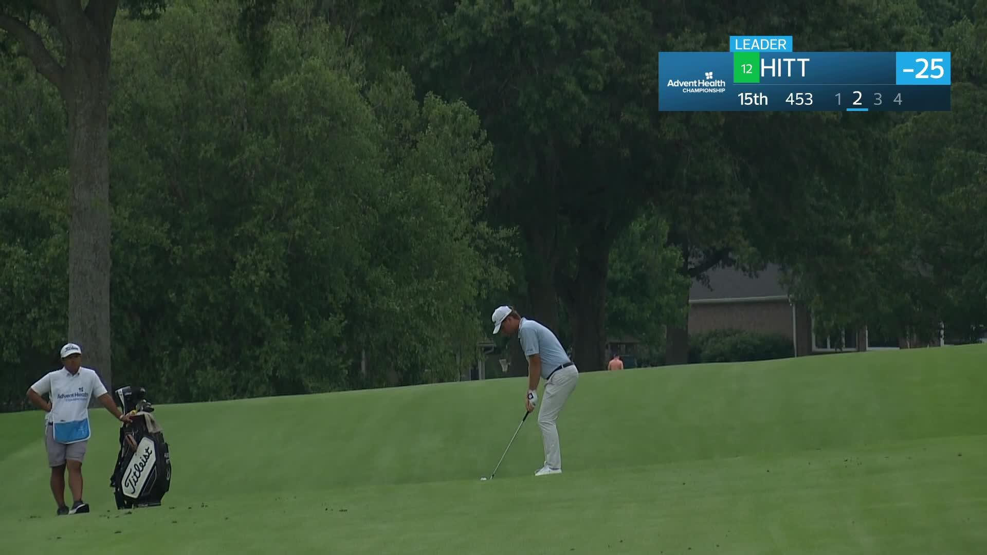 Austin Hitt sinks a 23-foot birdie putt on No. 15 at AdventHealth