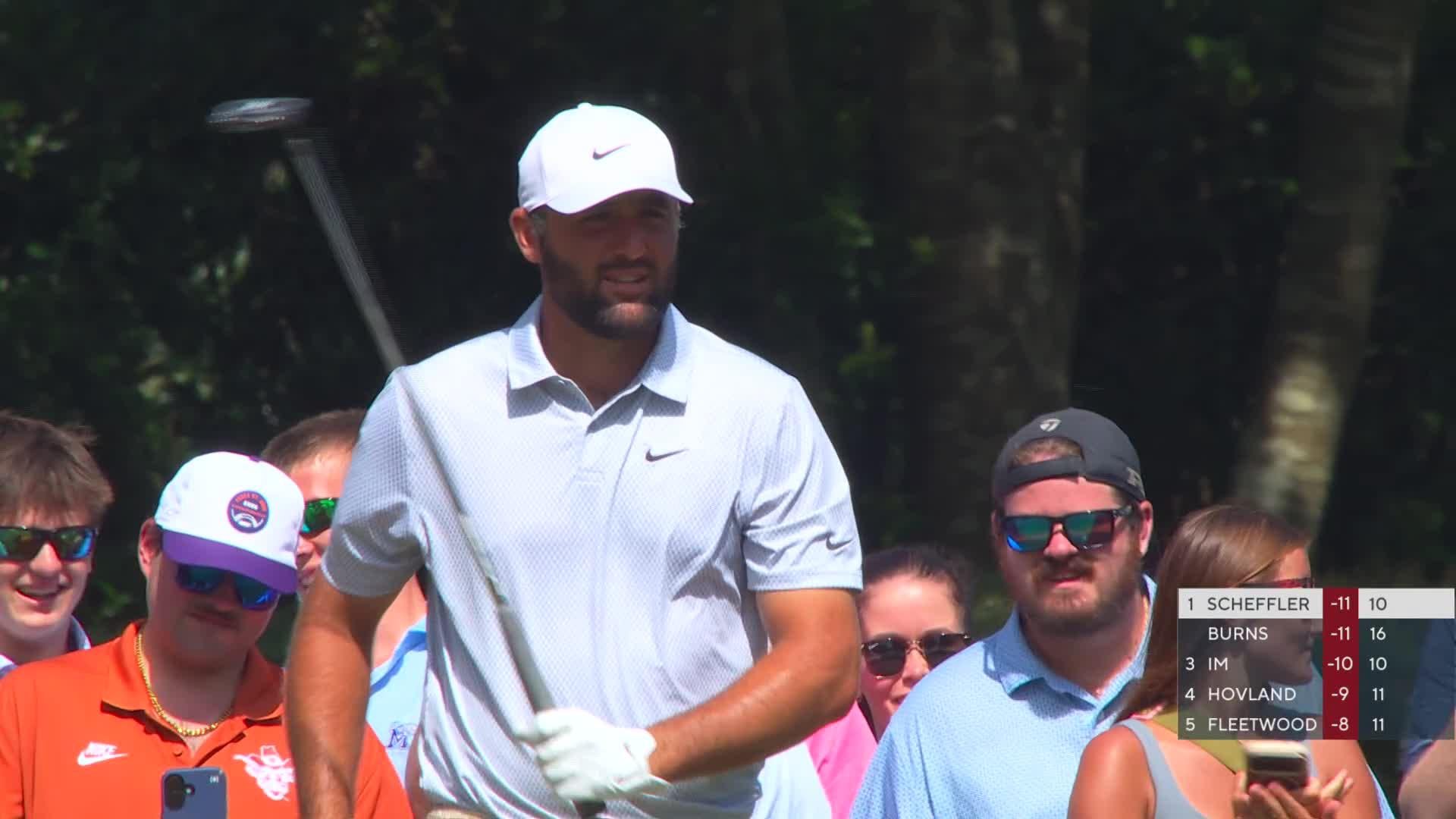 Scottie Scheffler hits tee shot to 8 feet, sets up birdie on No. 11 at FedEx St. Jude