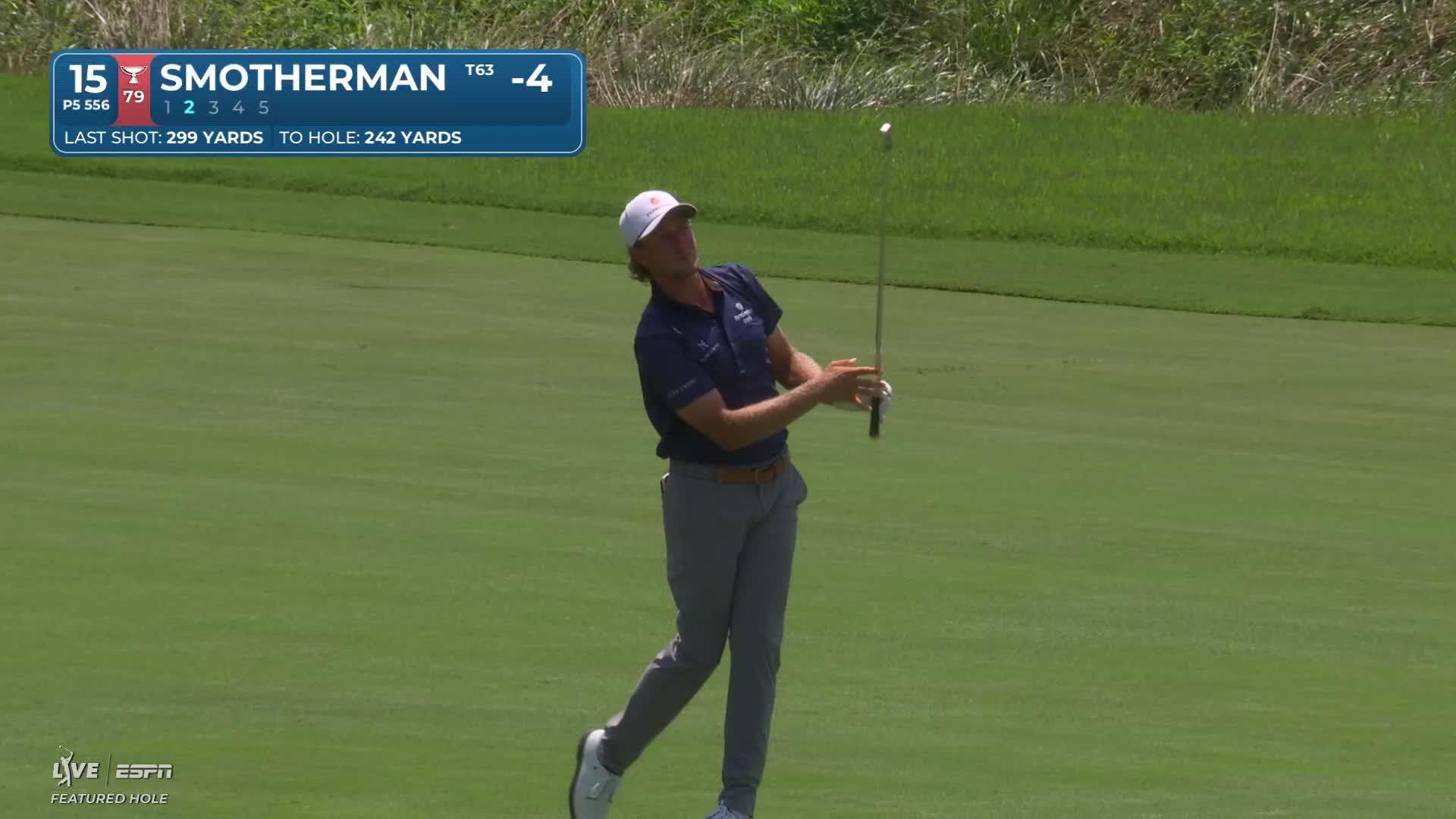 Austin Smotherman drains 14-foot putt for birdie on No. 15 at Wyndham