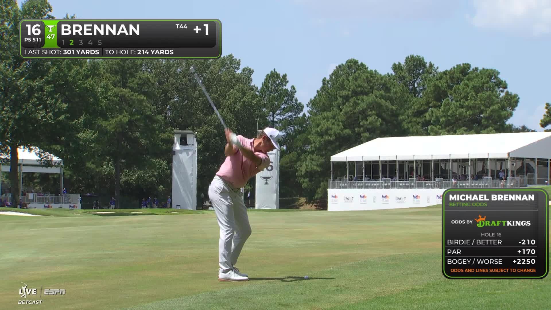 Michael Brennan sinks 5-foot birdie putt on No. 16 at FedEx St. Jude