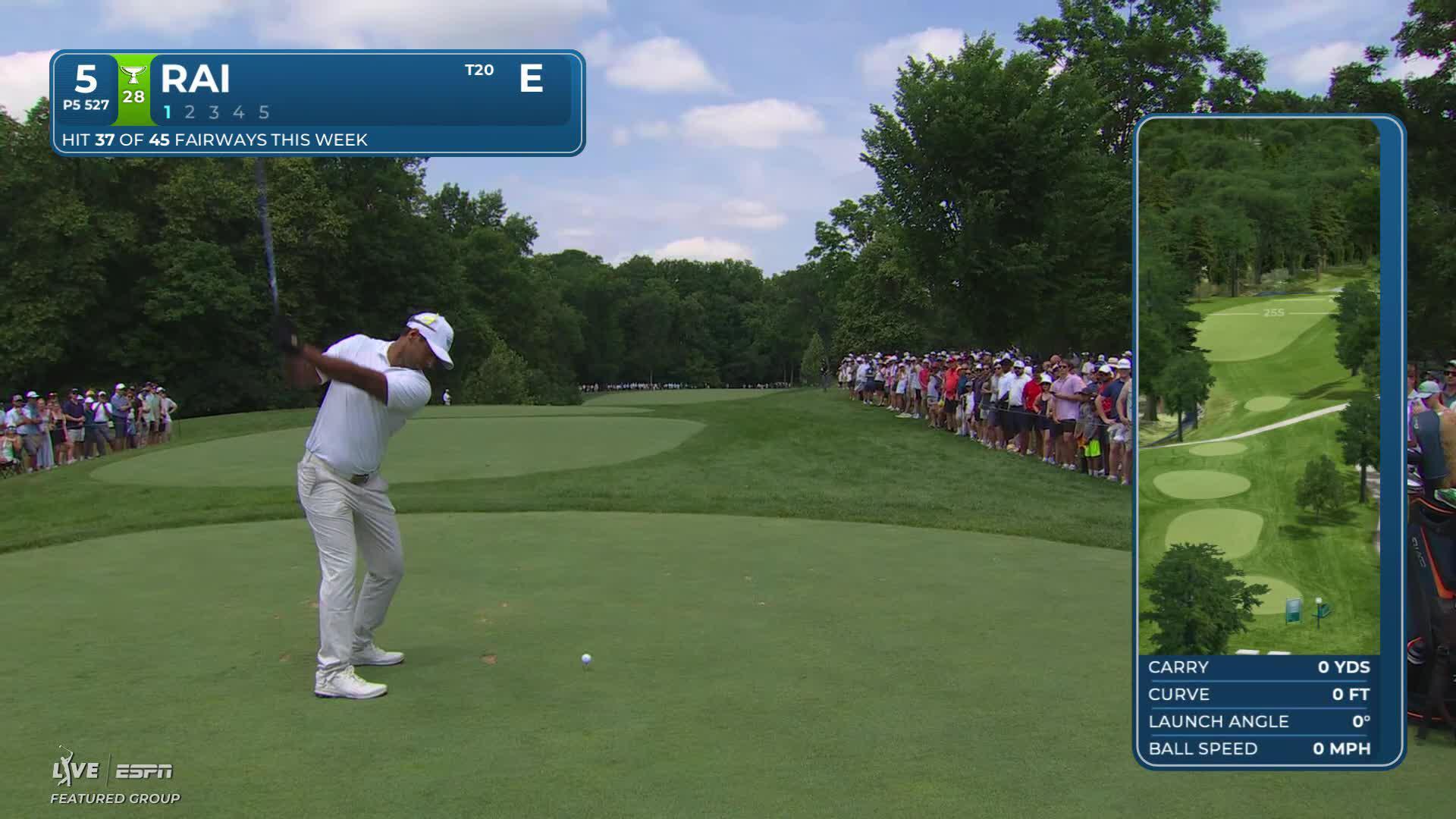Aaron Rai holes 34-yard shot for eagle on No. 5 at the Memorial