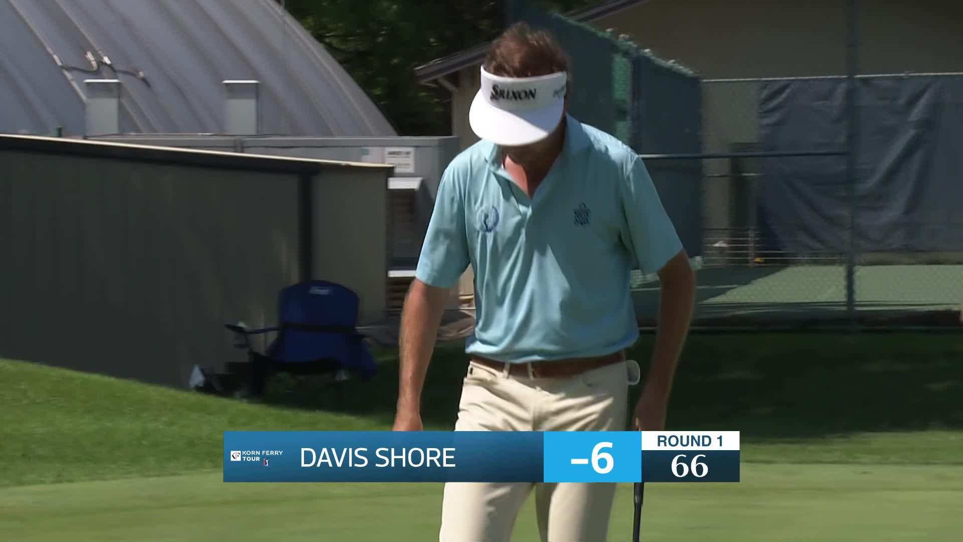 Davis Shore sinks a 139-foot birdie putt on No. 18 at AdventHealth