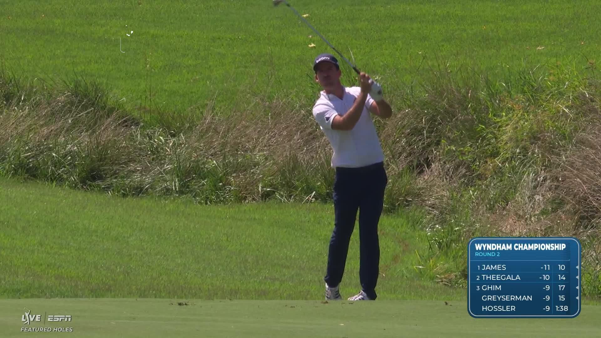 Nick Taylor gets up-and-down from 200 yards for eagle on No. 15 at Wyndham