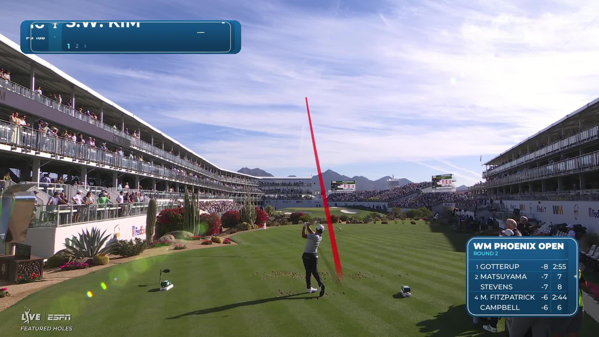 Si Woo Kim sinks 16-foot birdie putt on No. 16 at WM Phoenix Open