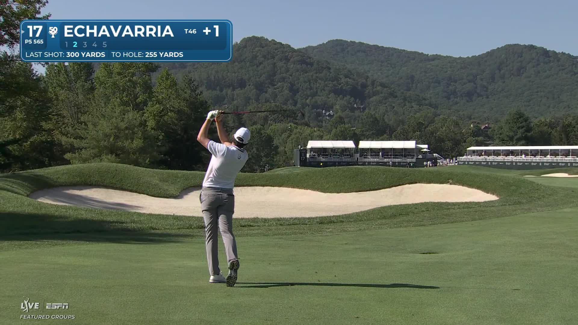 Nico Echavarria taps in 3-foot putt for birdie on No. 17 at Biltmore Championship