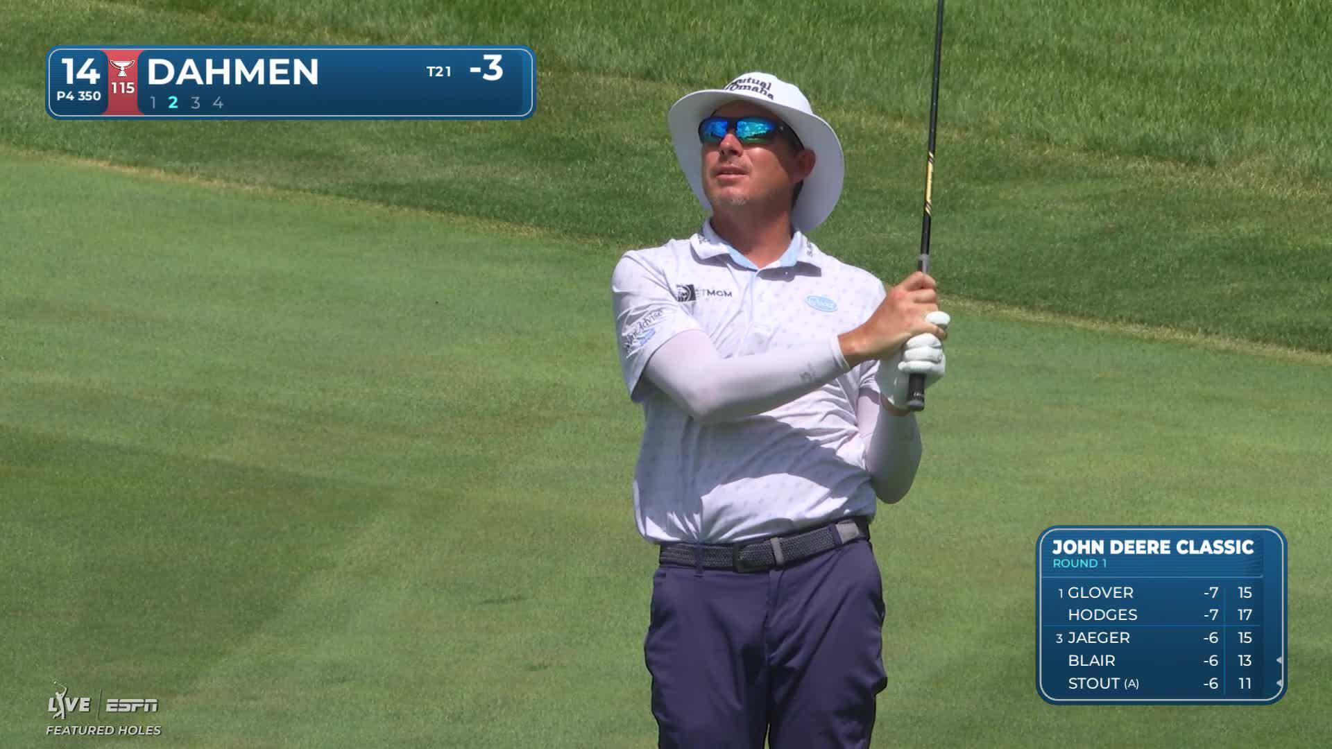 Joel Dahmen's 83-yard approach sets up birdie on No. 14 at John Deere
