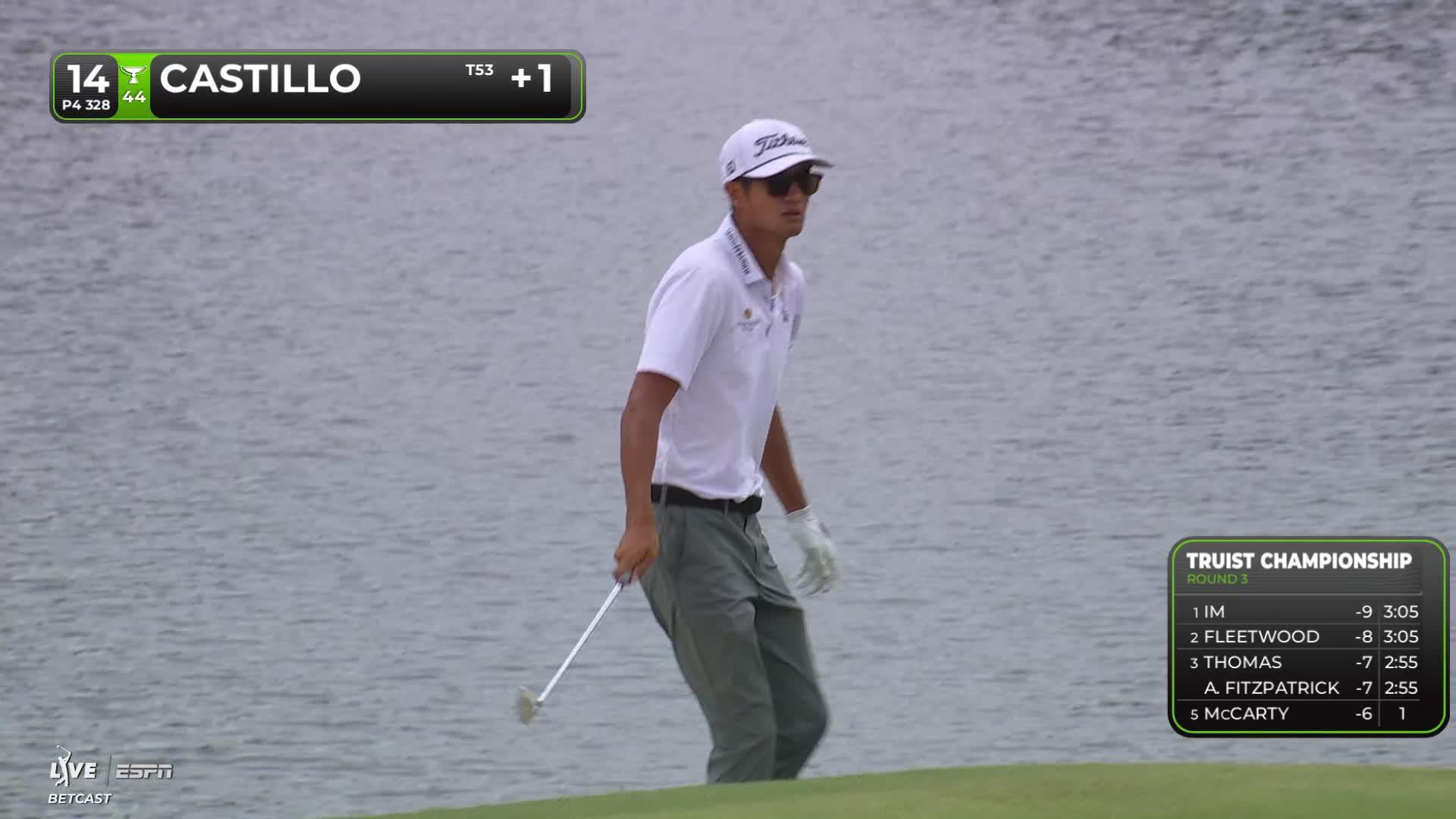 Ricky Castillo sinks 6-foot birdie putt on No. 14 at Truist Championship