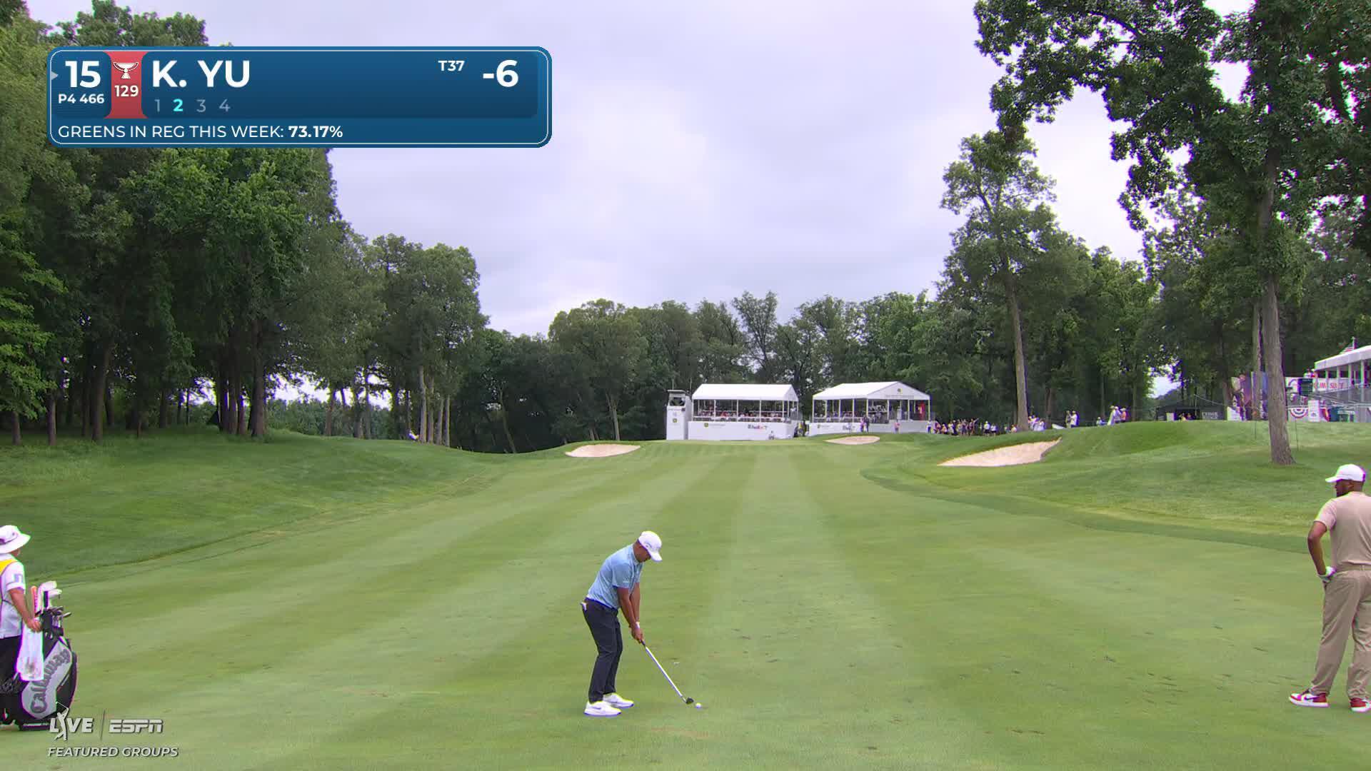 Kevin Yu's 138-yard approach sets up birdie on No. 15 at John Deere