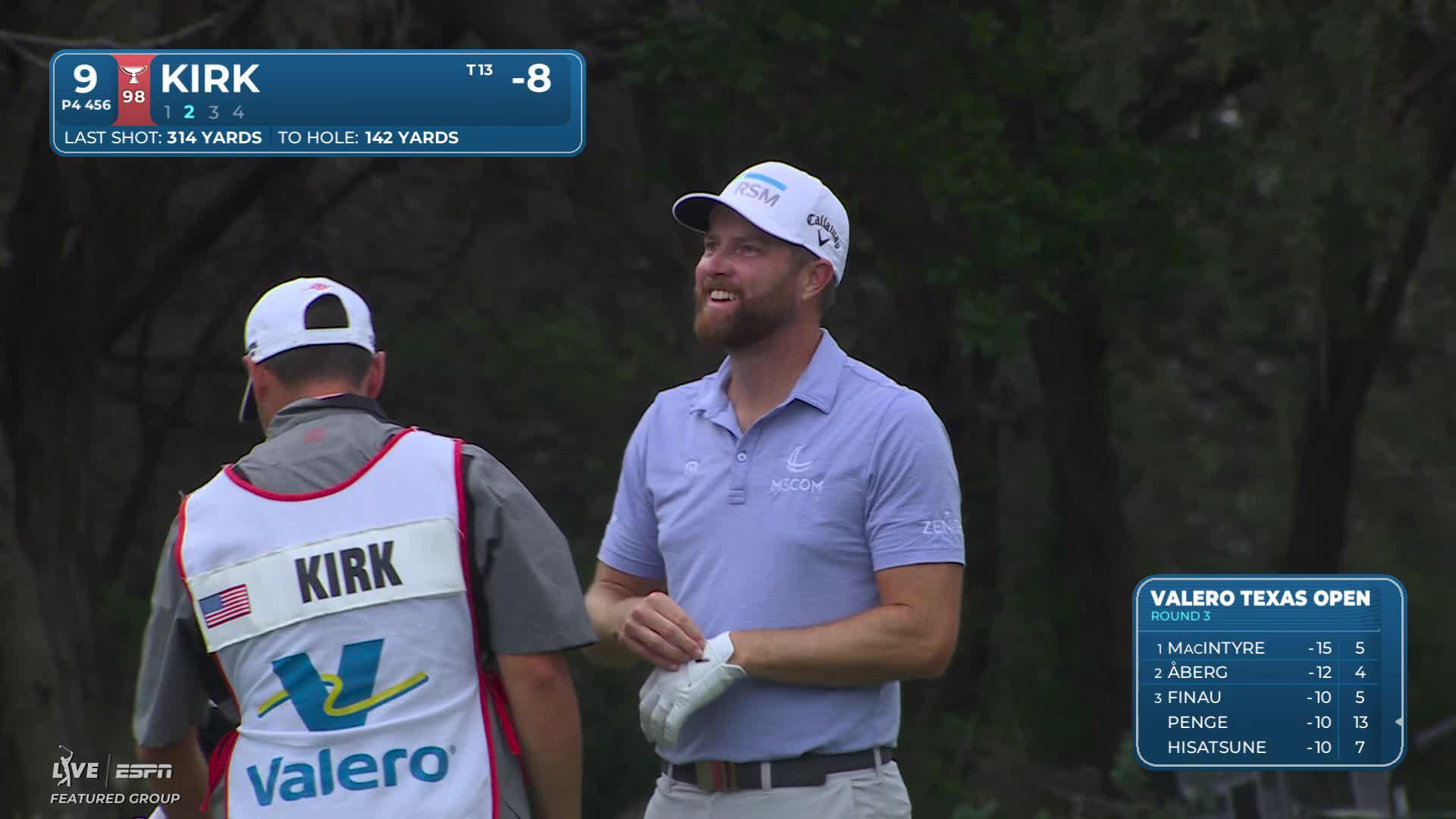 Chris Kirk holes 142-yard shot from rough for eagle on No. 9 at Valero