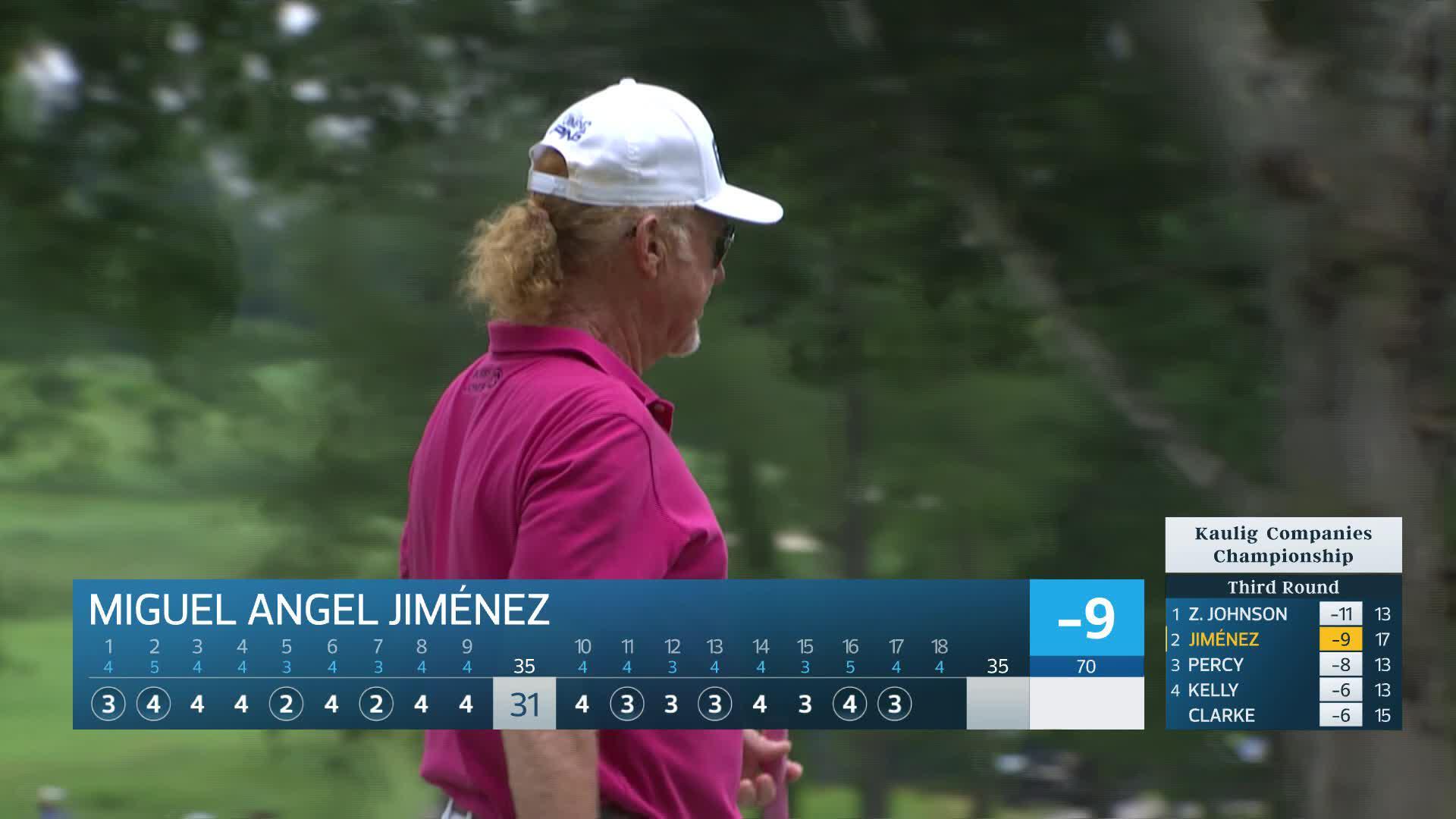 Miguel Angel Jiménez makes birdie on No. 17 at Kaulig Companies Championship