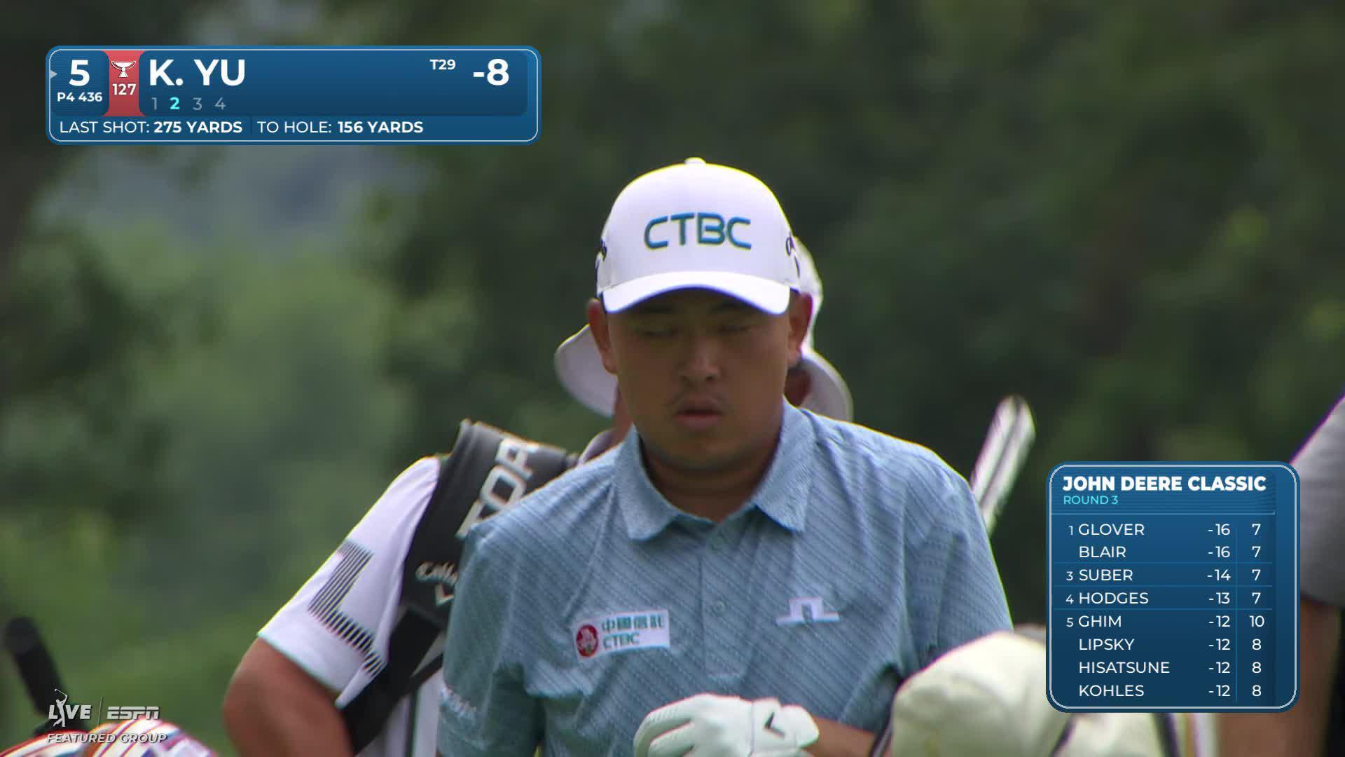 Kevin Yu's 151-yard approach sets up birdie on No. 5 at John Deere