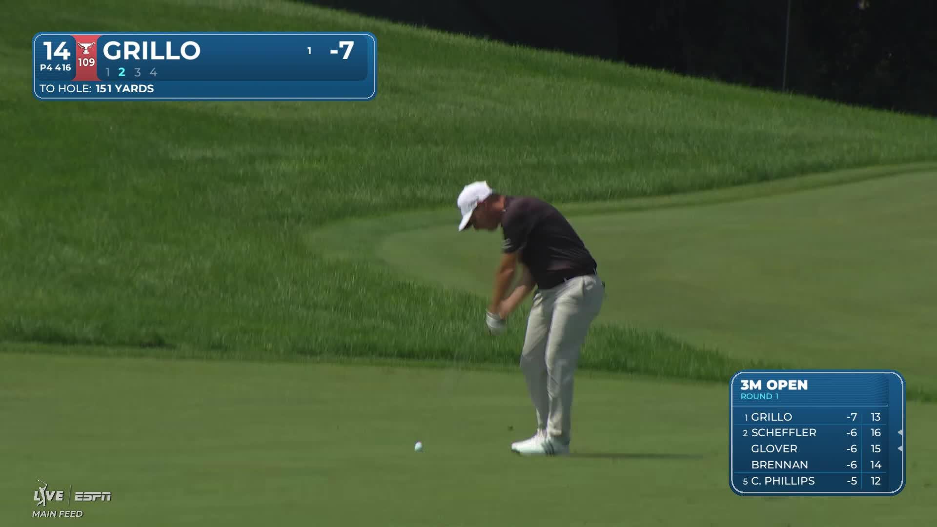 Emiliano Grillo's 155-yard approach sets up birdie on No. 14 at 3M Open