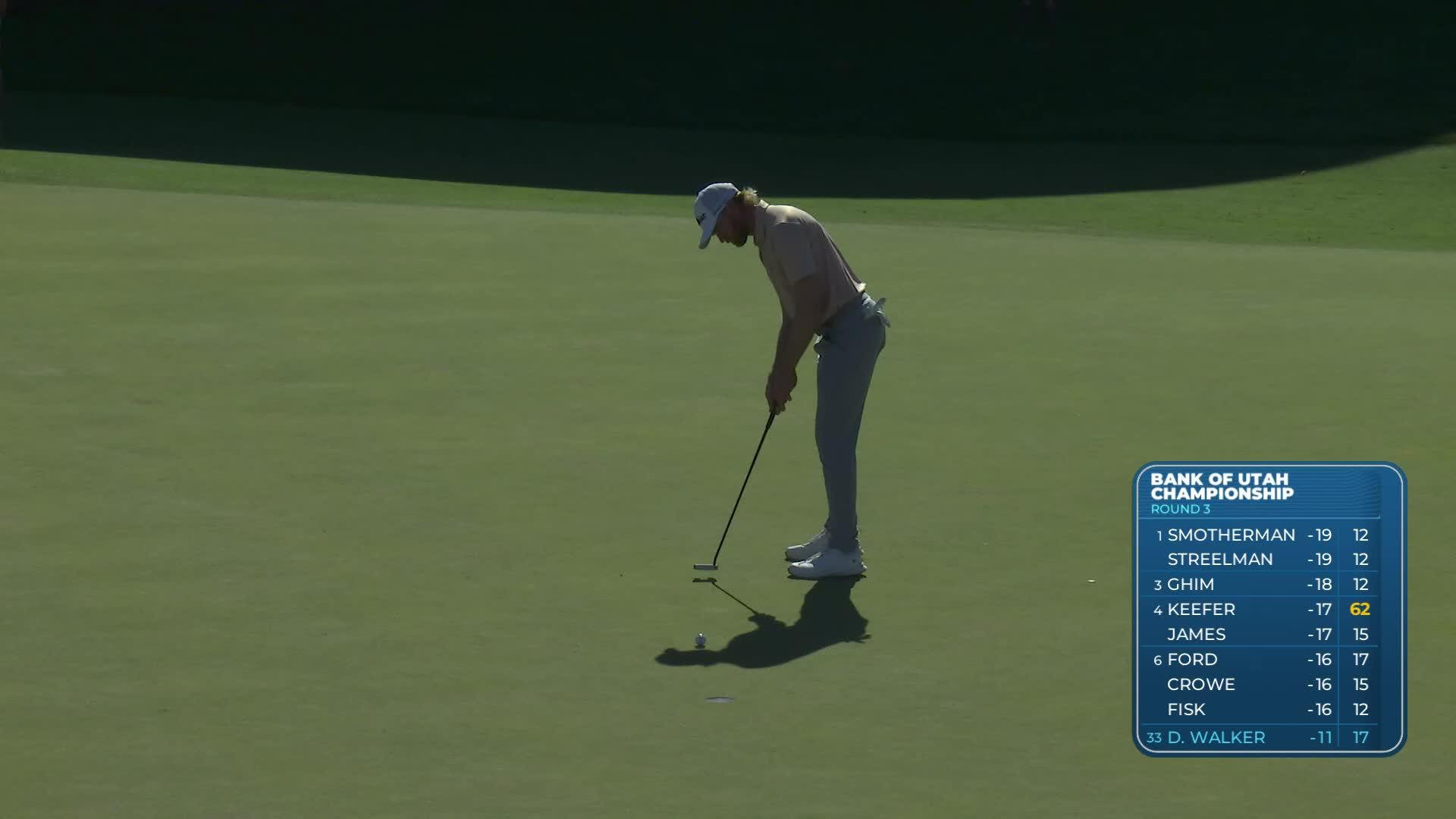 Danny Walker sinks 9-foot putt for birdie on No. 18 at Bank of Utah