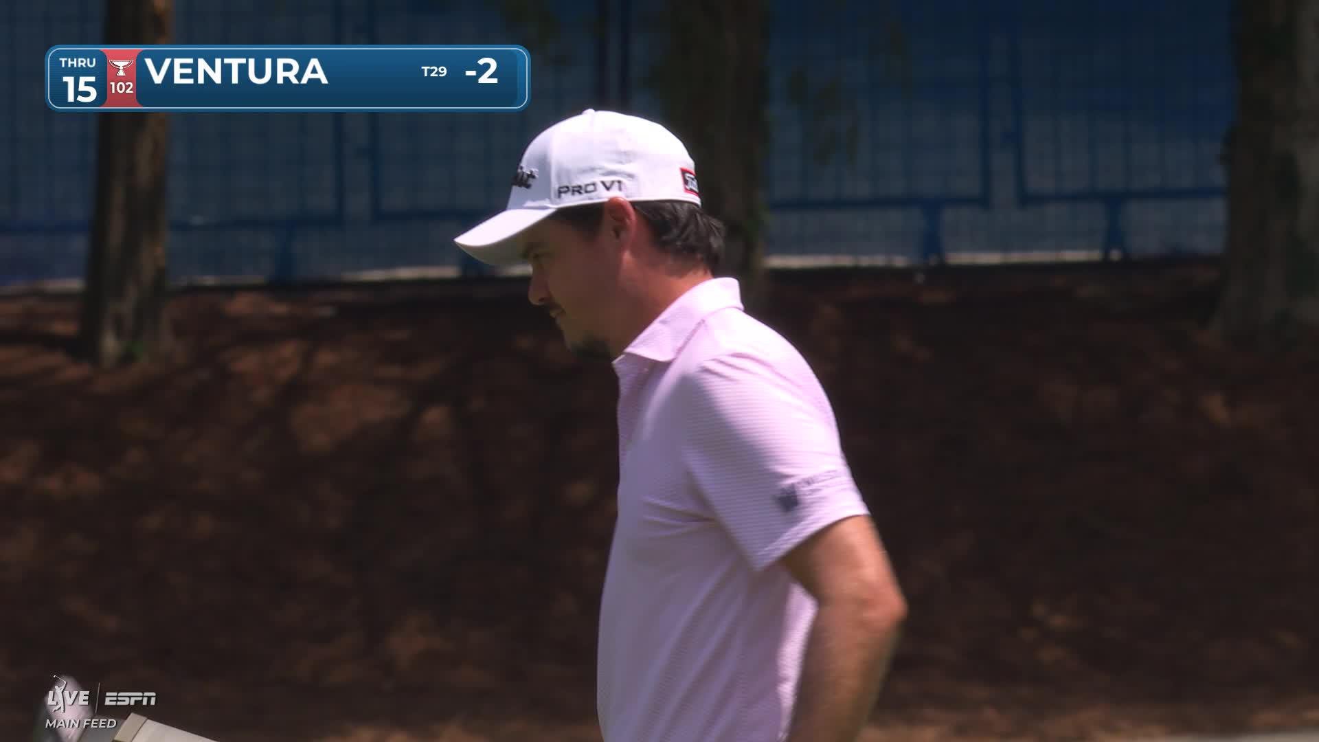 Kristoffer Ventura sinks 22-foot eagle putt on No. 15 at Wyndham