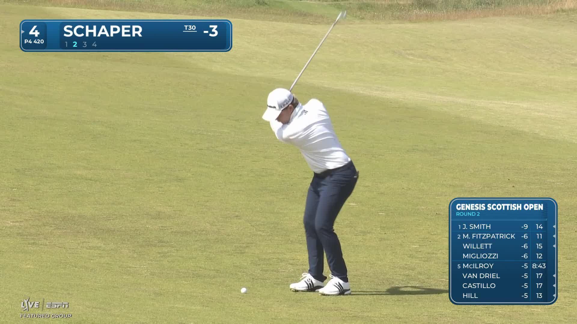 Jayden Schaper's 161-yard approach sets up birdie on No. 4 at Genesis Scottish Open