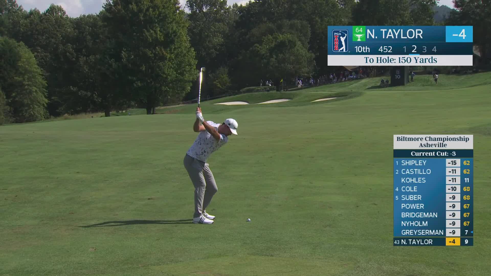Nick Taylor's 153-yard approach sets up birdie on No. 10 at Biltmore Championship