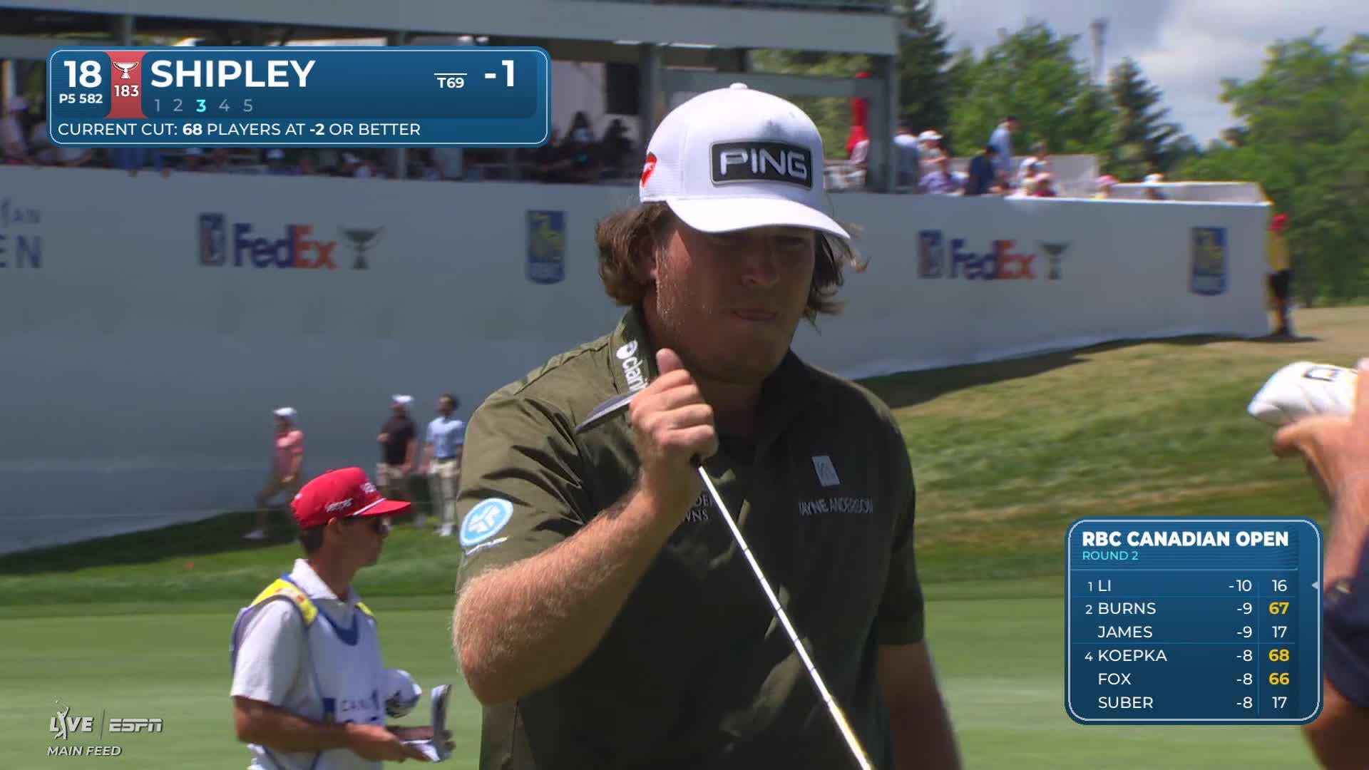 Neal Shipley sinks 4-foot putt for birdie on No. 18 at RBC Canadian