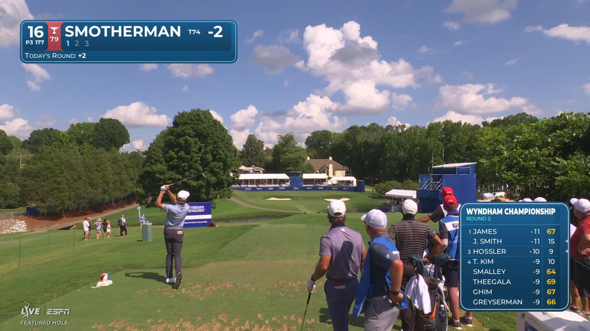 Austin Smotherman hits tee shot to 4 feet, sets up birdie on No. 16 at Wyndham