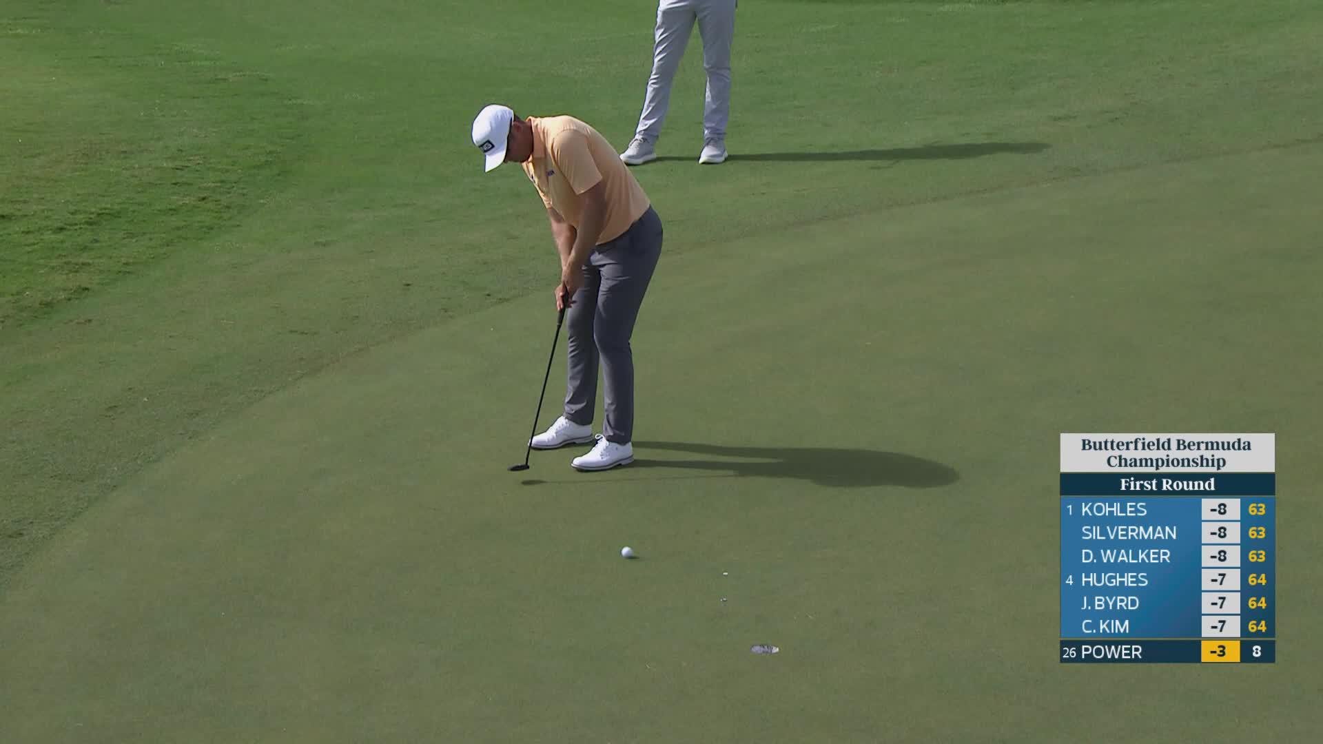 Seamus Power sinks 20-foot birdie putt on No. 9 at Butterfield Bermuda