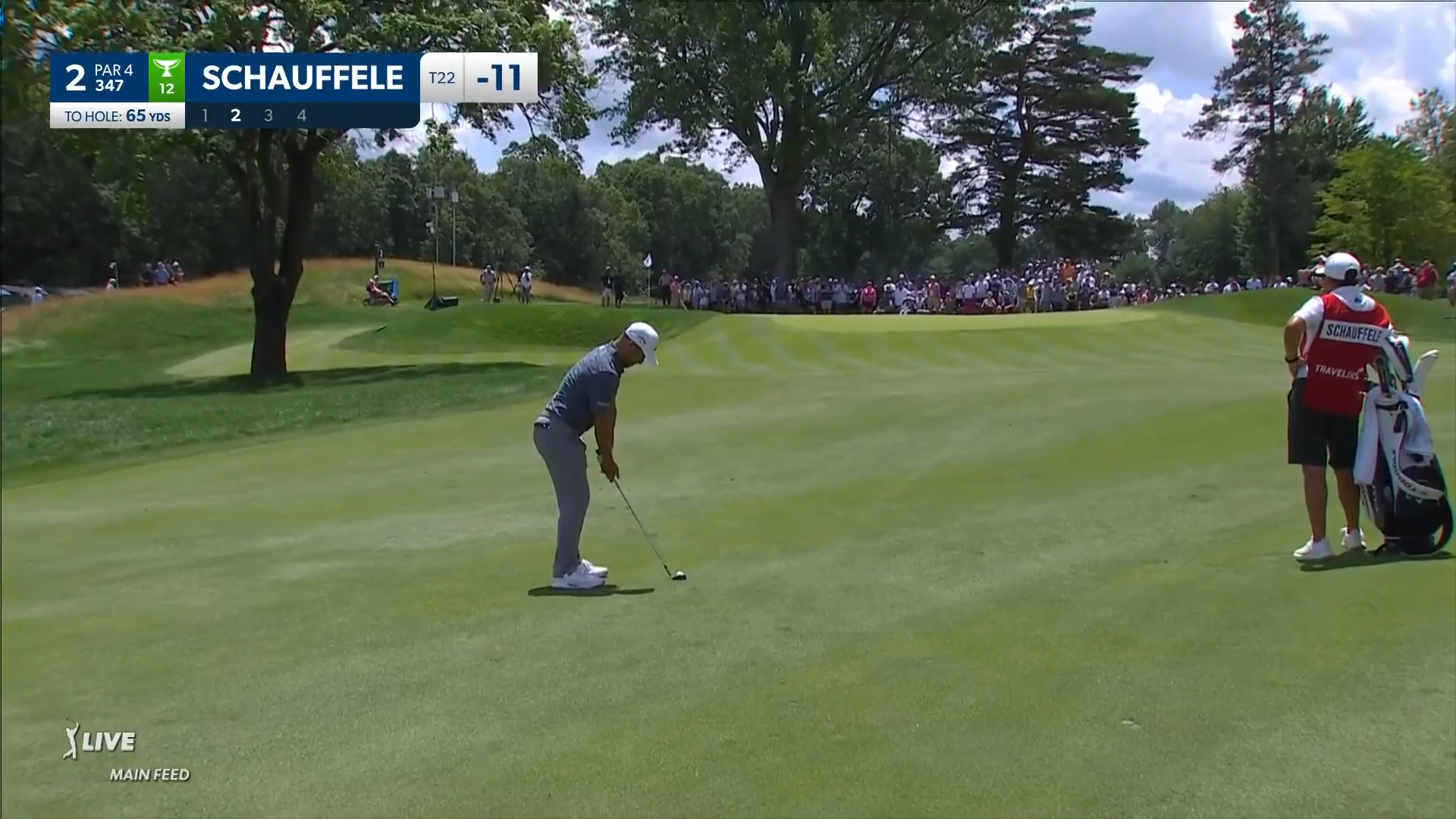 Xander Schauffele pitches it right at the flag to set up birdie at Travelers