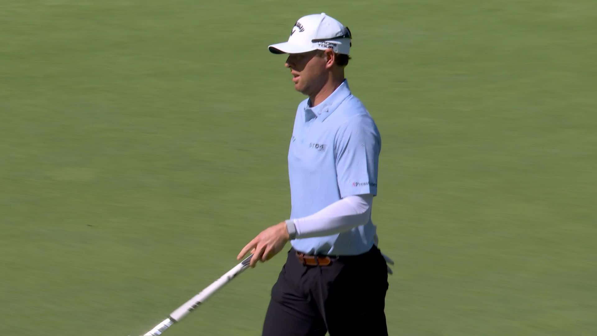 Max Greyserman sinks 7-foot birdie putt on No. 9 at Biltmore Championship