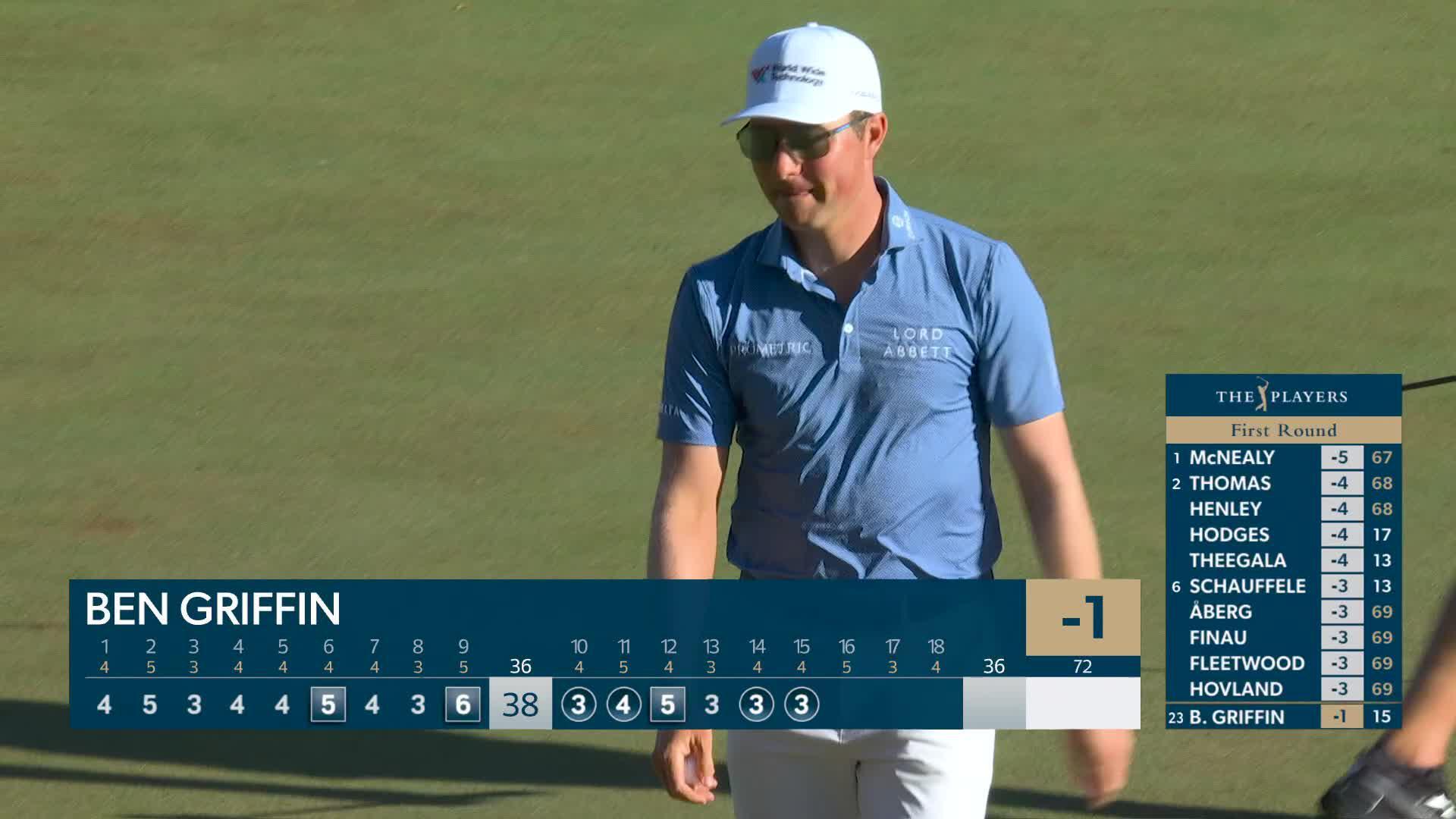 Ben Griffin sinks 10-foot birdie putt on No. 15 at THE PLAYERS
