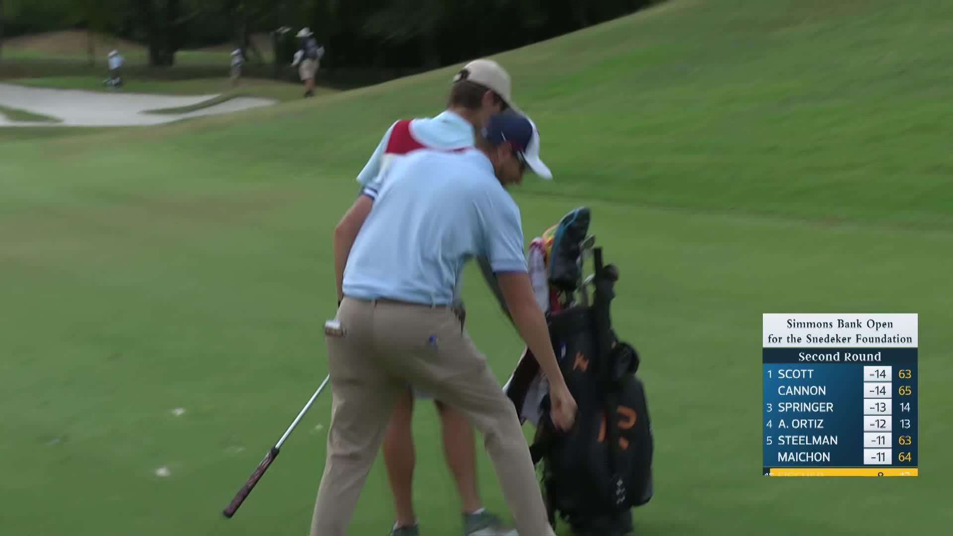 Zack Fischer makes birdie on No. 14 at Simmons Bank Open