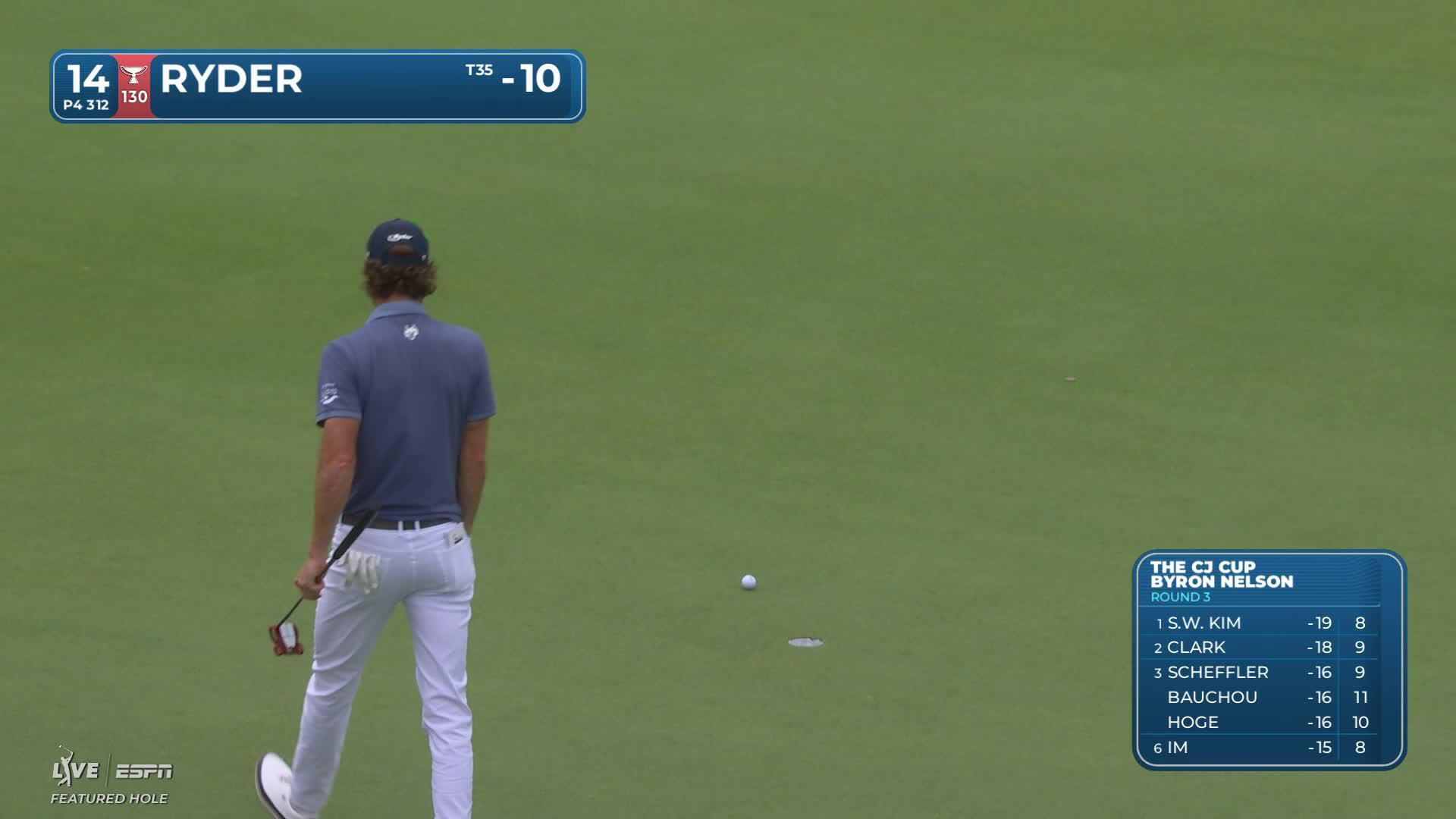 Sam Ryder taps in for birdie on No. 14 at THE CJ CUP