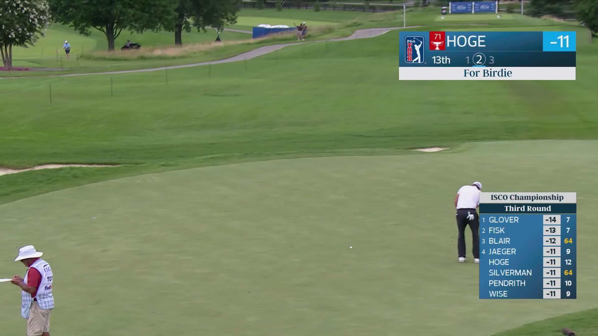 Tom Hoge drains 33-foot birdie putt on No. 13 at ISCO Championship