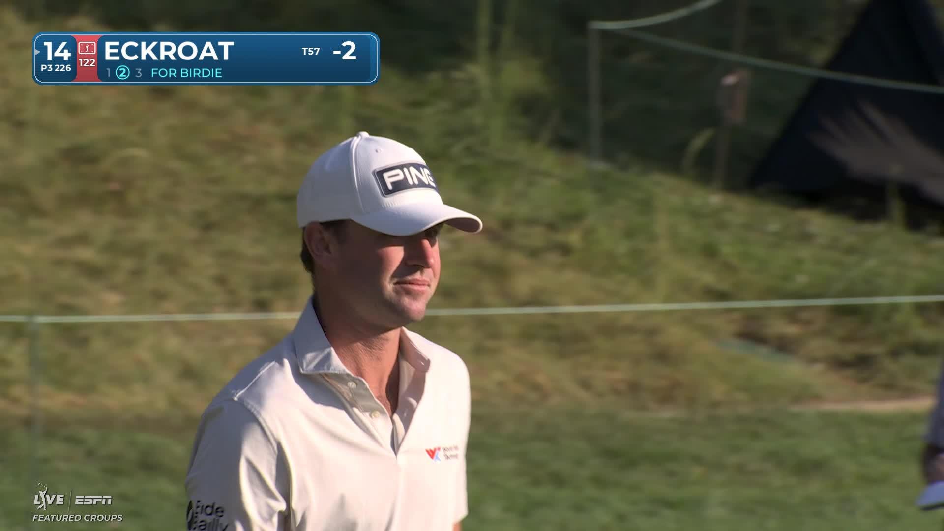 Austin Eckroat holes 25-foot shot for birdie on No. 14 at Biltmore Championship