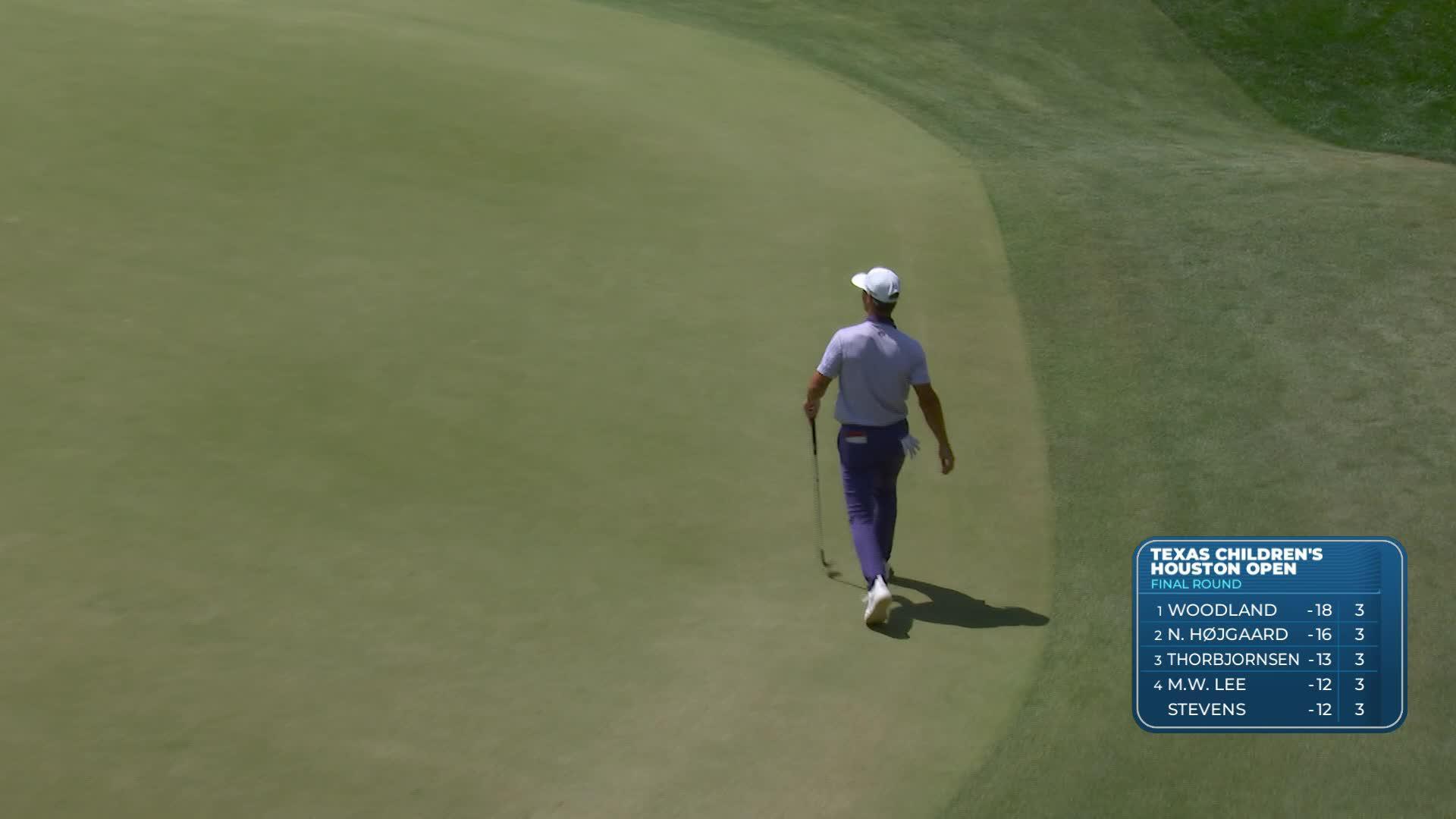 Thorbjørn Olesen holes 50-foot eagle putt on No. 8 at Texas Children's