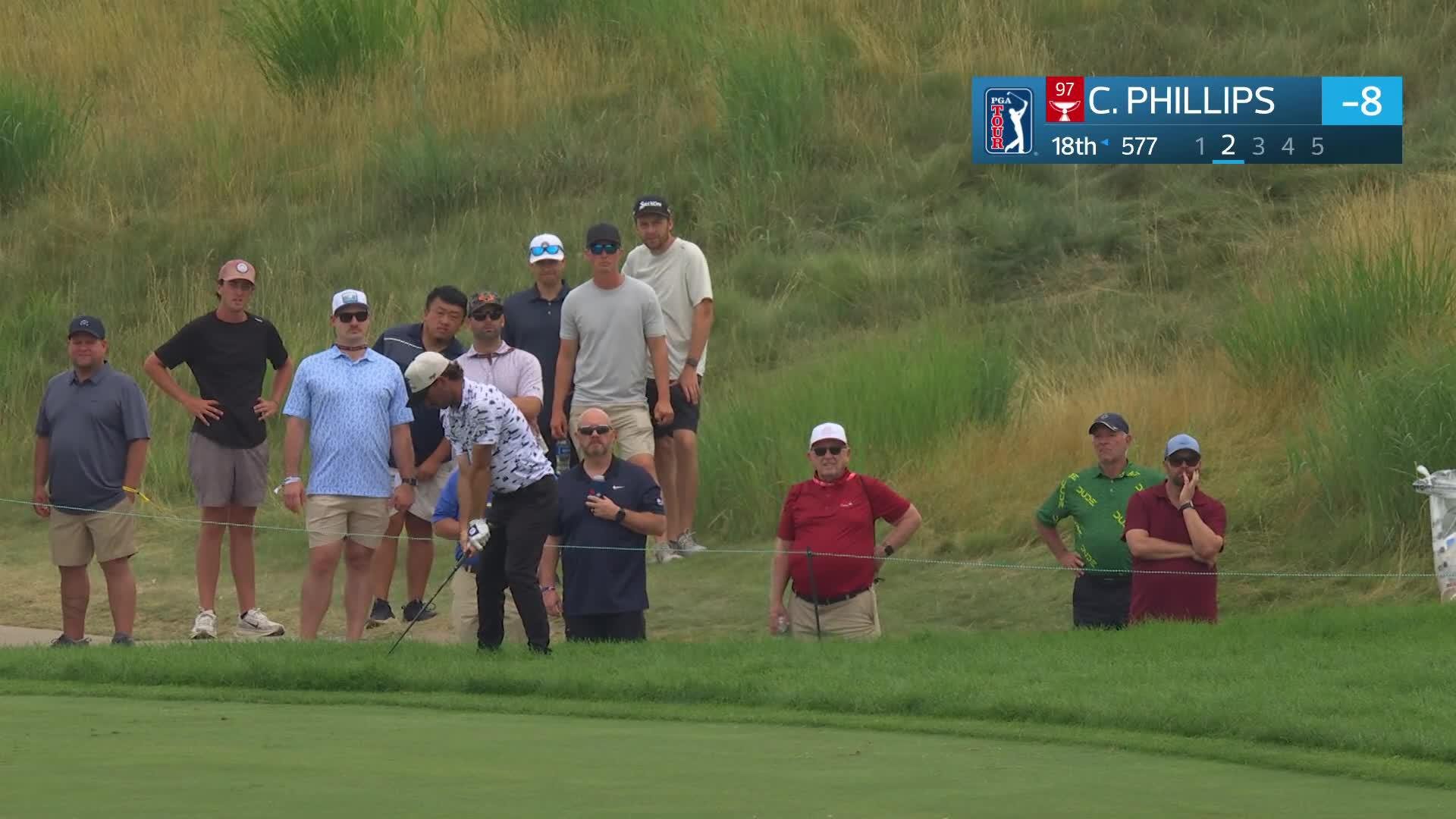 Chandler Phillips's 140-yard approach sets up birdie on No. 18 at 3M Open