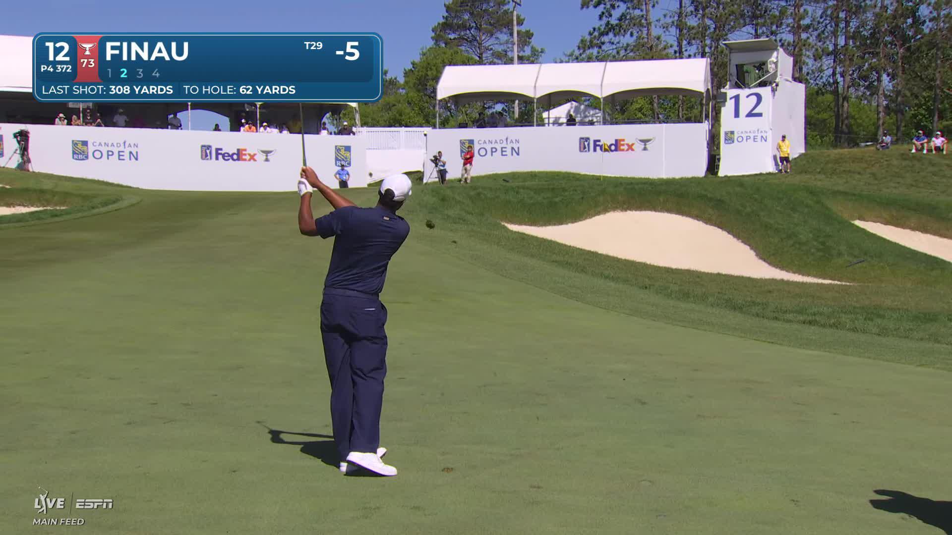 Tony Finau drains 8-foot putt for birdie on No. 12 at RBC Canadian