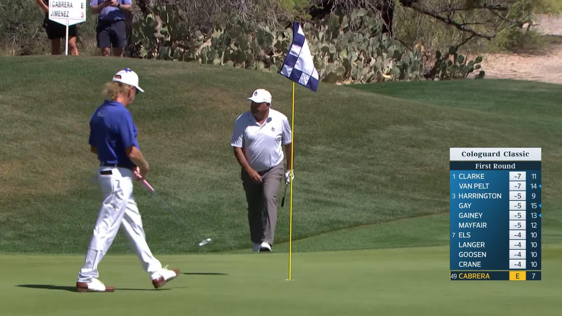 Ángel Cabrera holes out for birdie on No. 8 at Cologuard Classic