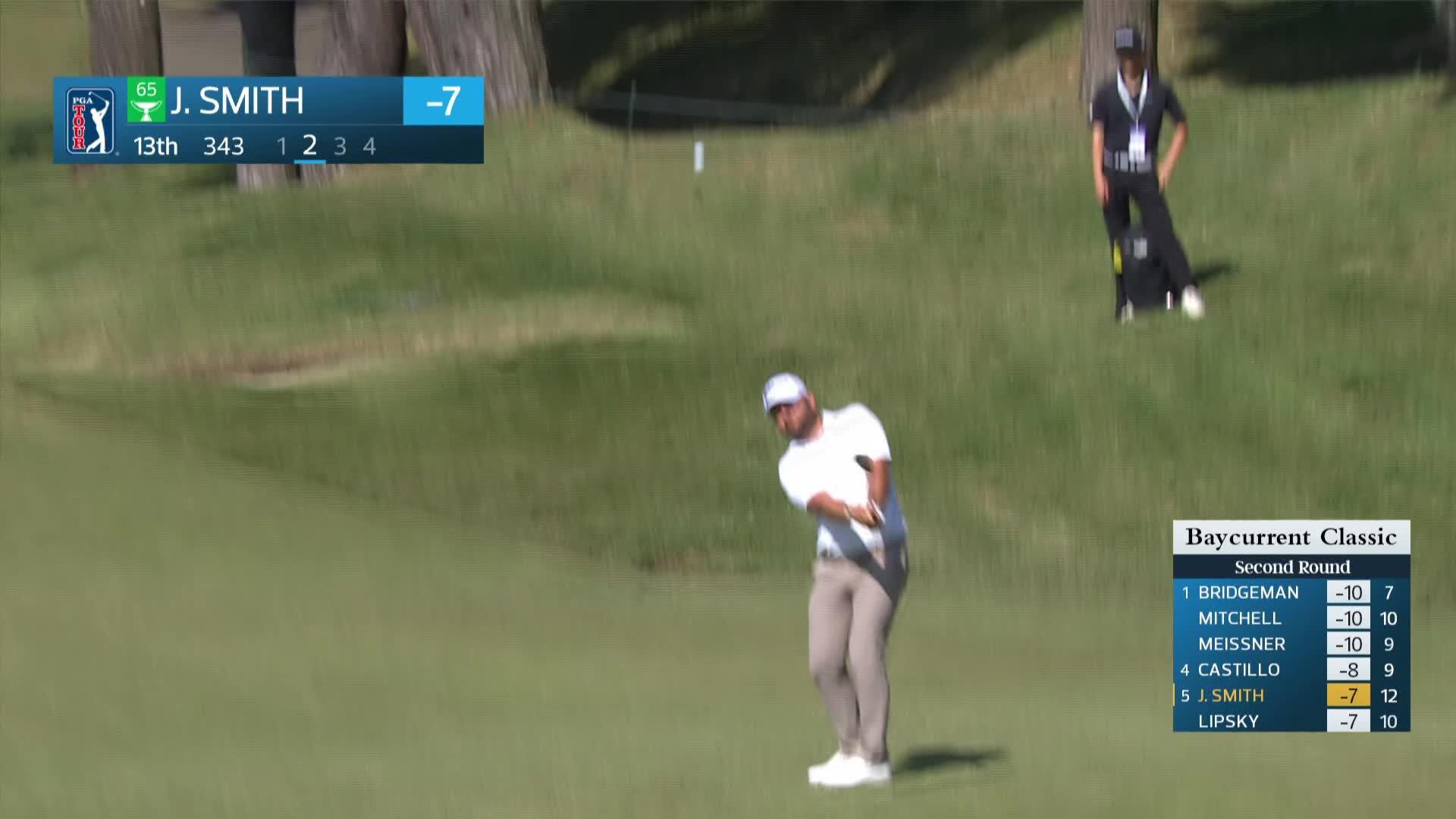 Jordan L Smith's 36-yard approach sets up birdie on No. 13 at Baycurrent