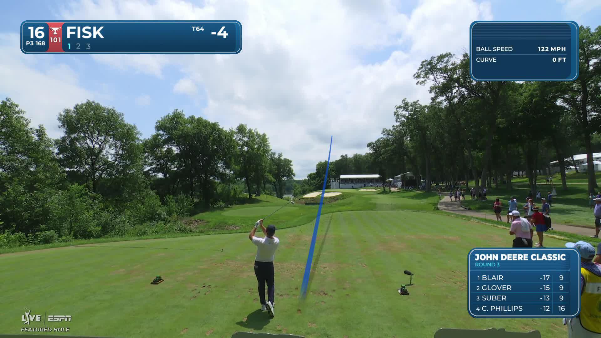 Steven Fisk hits tee shot to 9 feet, sets up birdie on No. 16 at John Deere