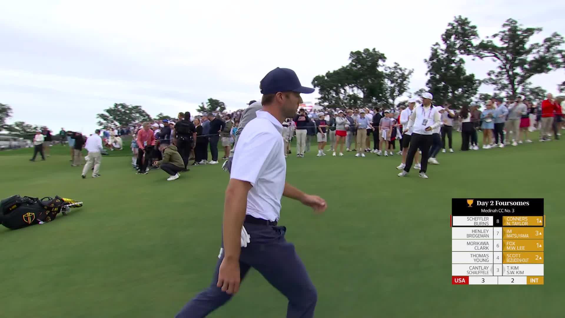 Nick Taylor makes birdie on No. 9 at the 2026 Presidents Cup