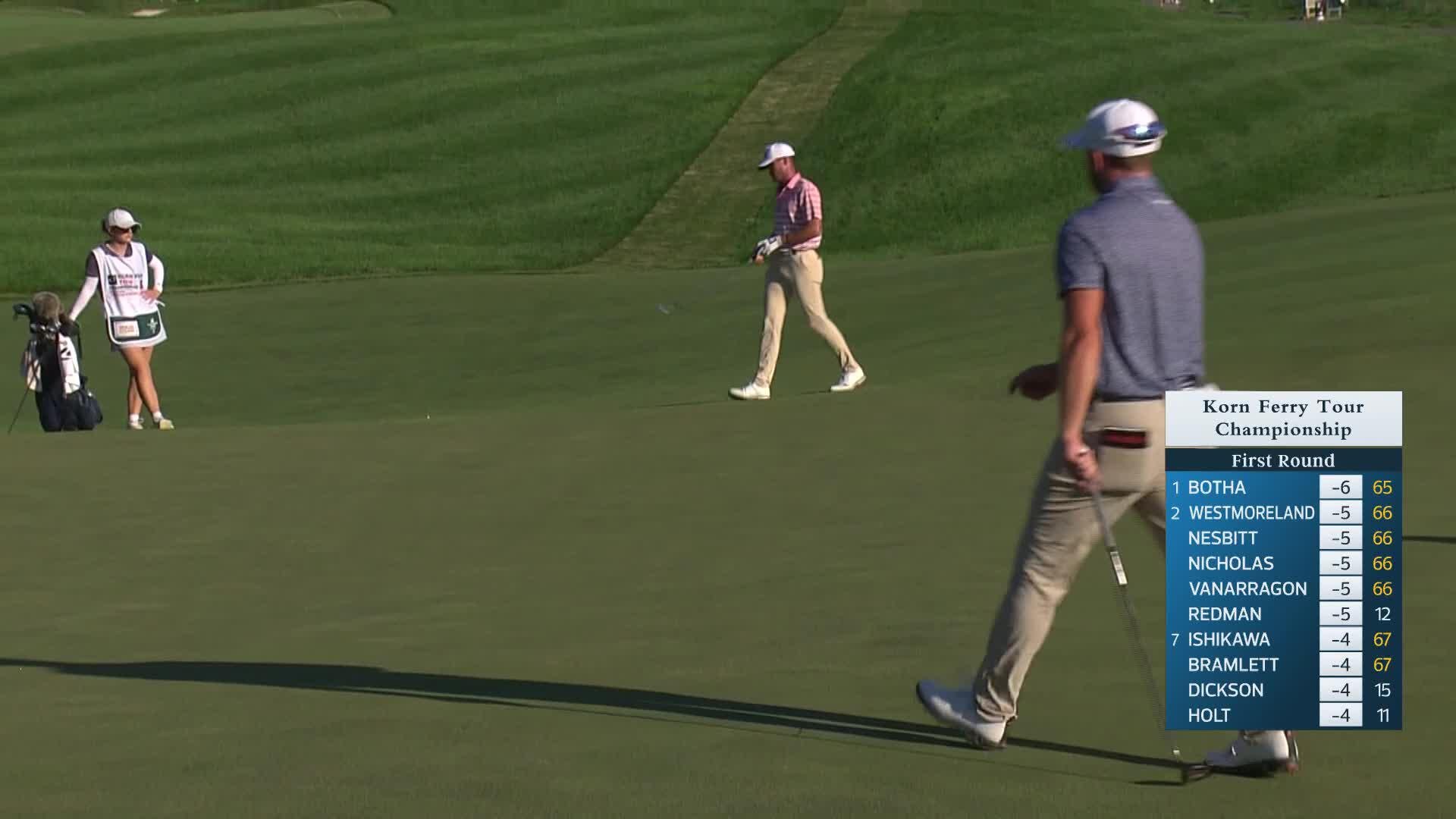 Alistair Docherty holes out for birdie on No. 14 at Korn Ferry Tour Champ